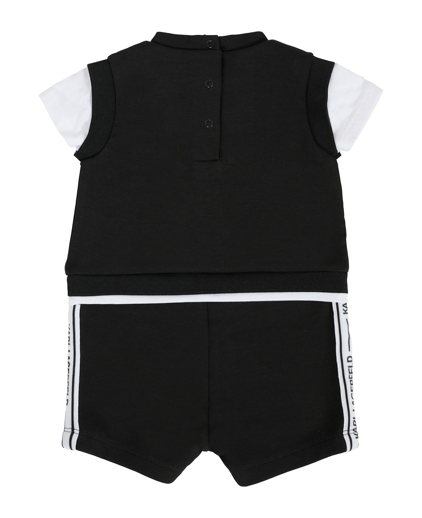 Karl Lagerfeld Kids Black Romper For Baby Boy With Logo - Black