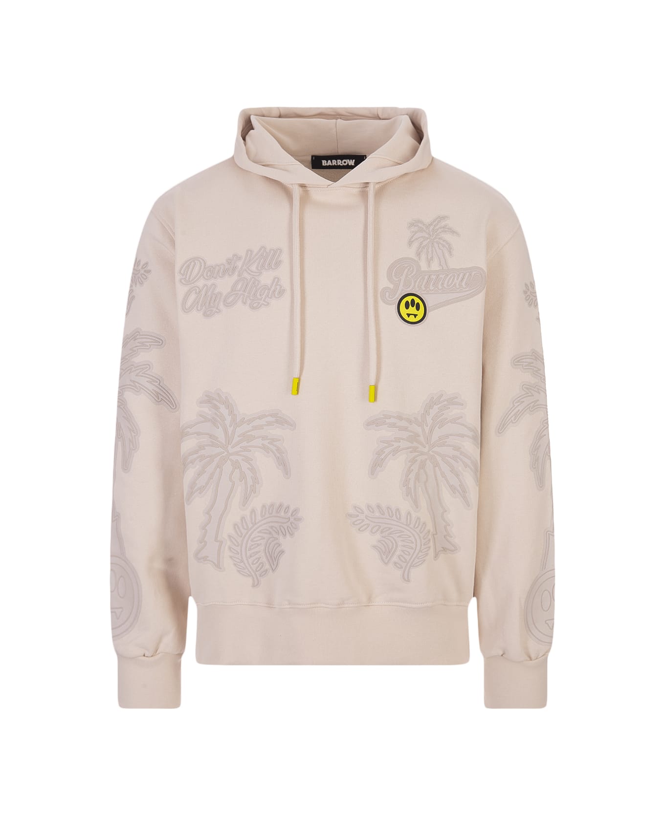 Barrow Dove Hoodie With Front Logo And All-over Graphics - NEUTRALS フリース