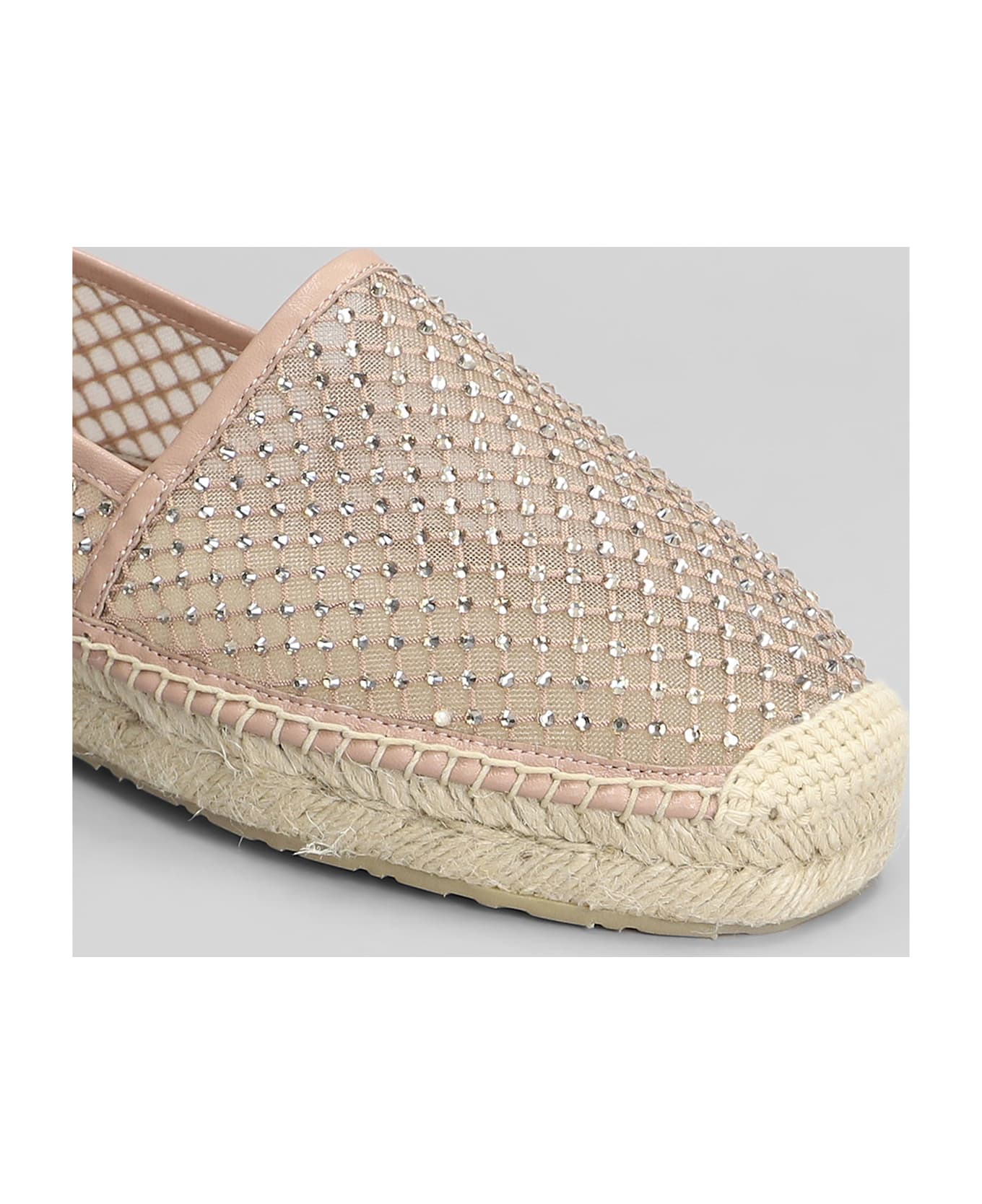 Lola Cruz Carmen Espadrilles In Powder Leather And Fabric - powder
