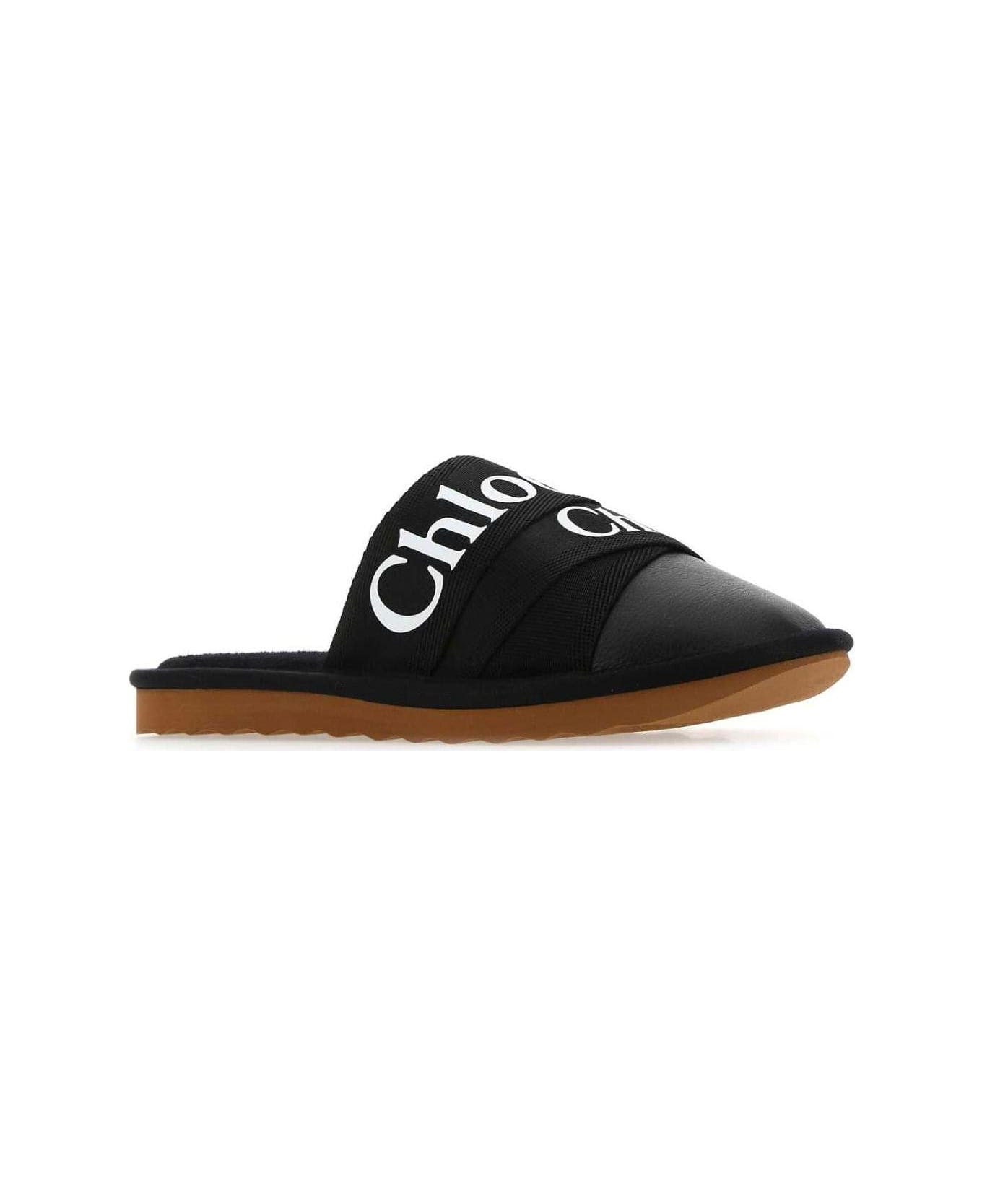 Chloé Logo Band Slippers - Black サンダル