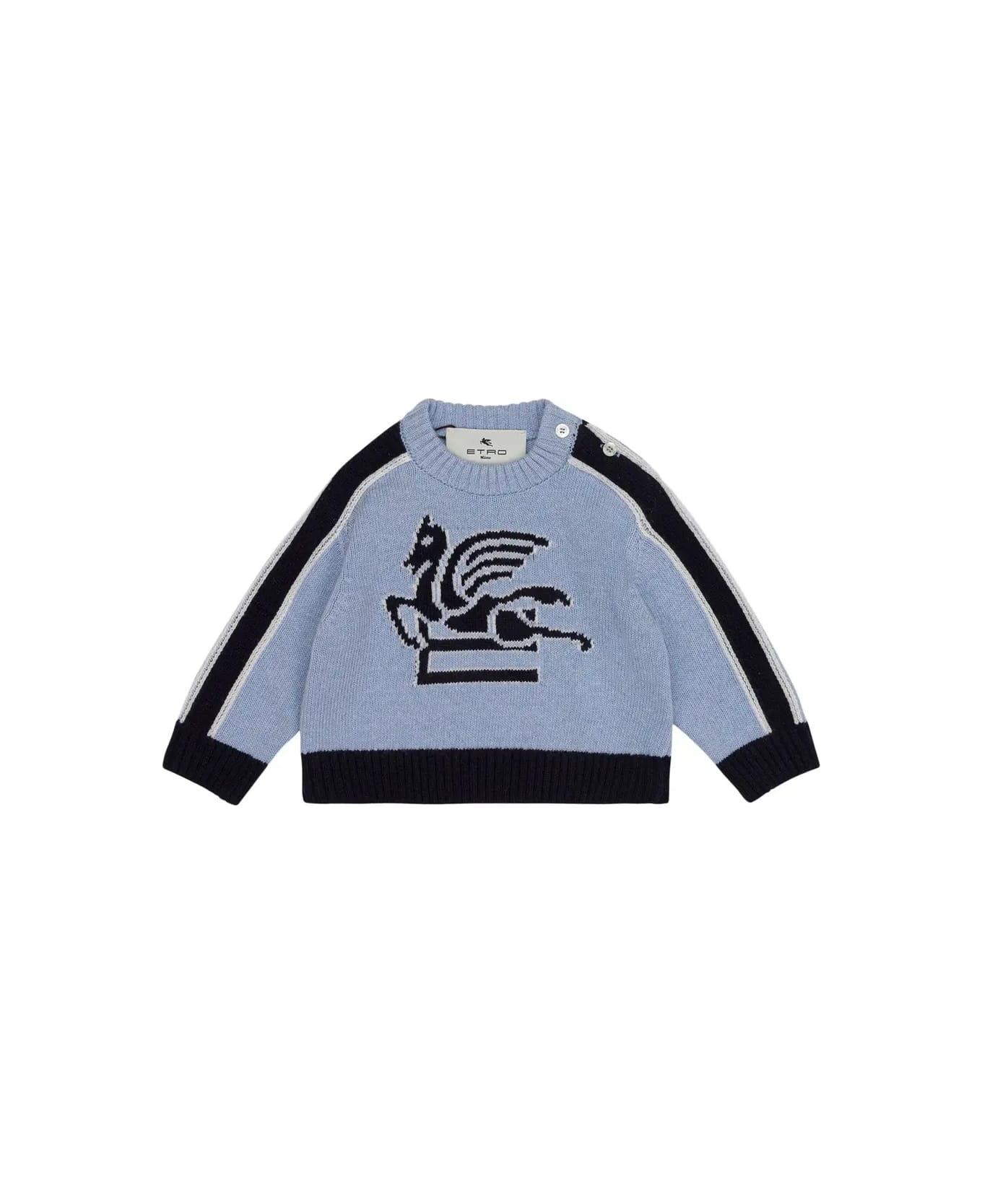 Etro Blue Sweater With Etro Pegasus Logo - Blue