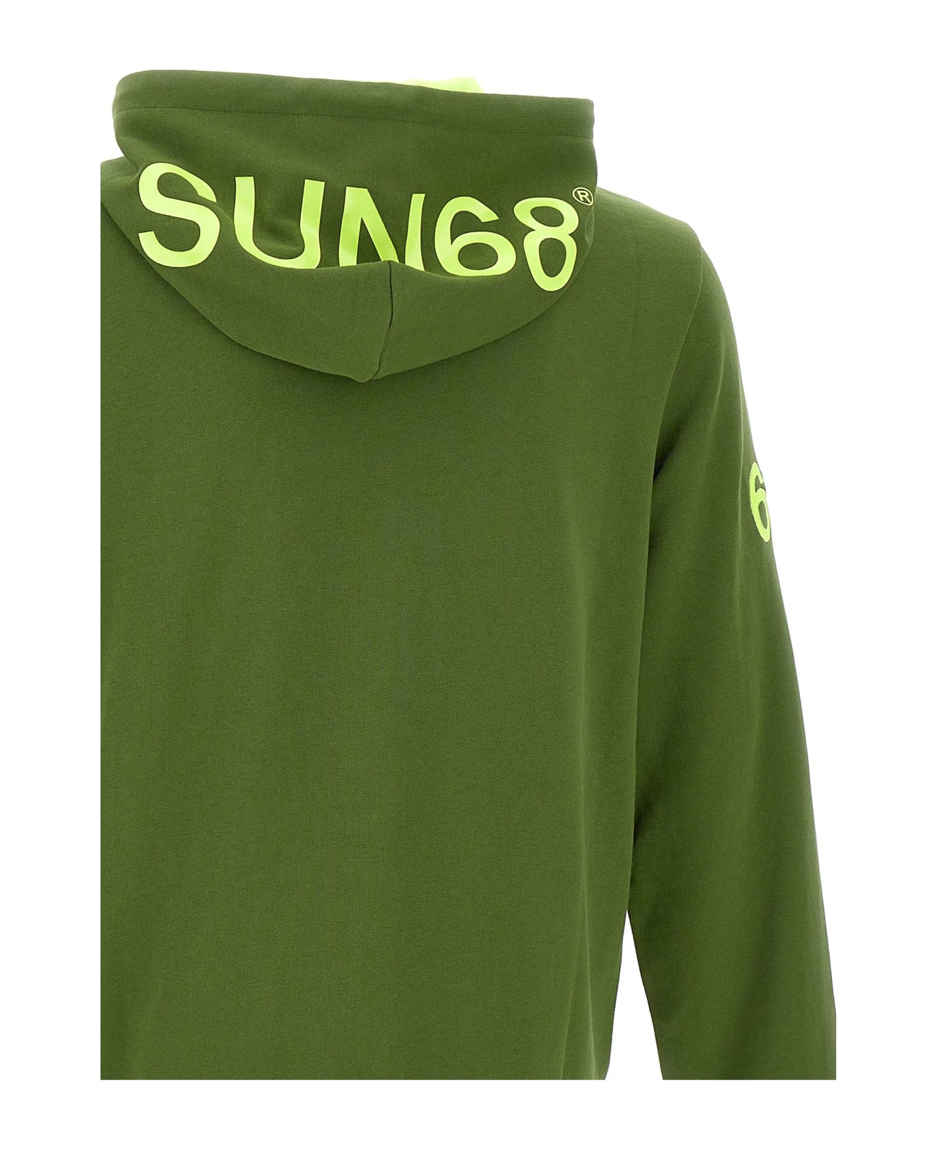 Sun 68 "hood Zip" Cotton Sweatshirt - GREEN