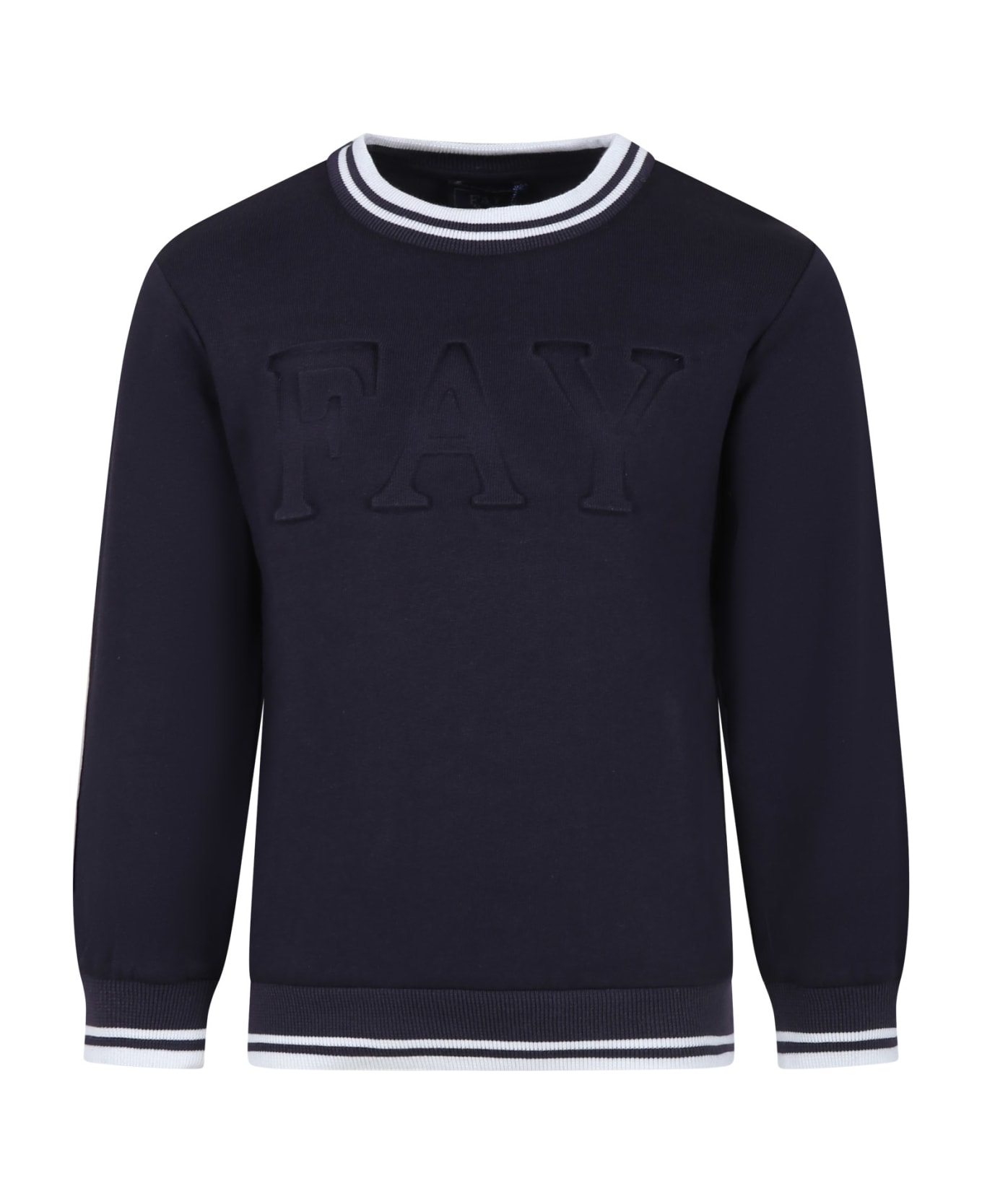 Fay Blue Sweatshirt For Boy With Logo - Blue ニットウェア＆スウェットシャツ