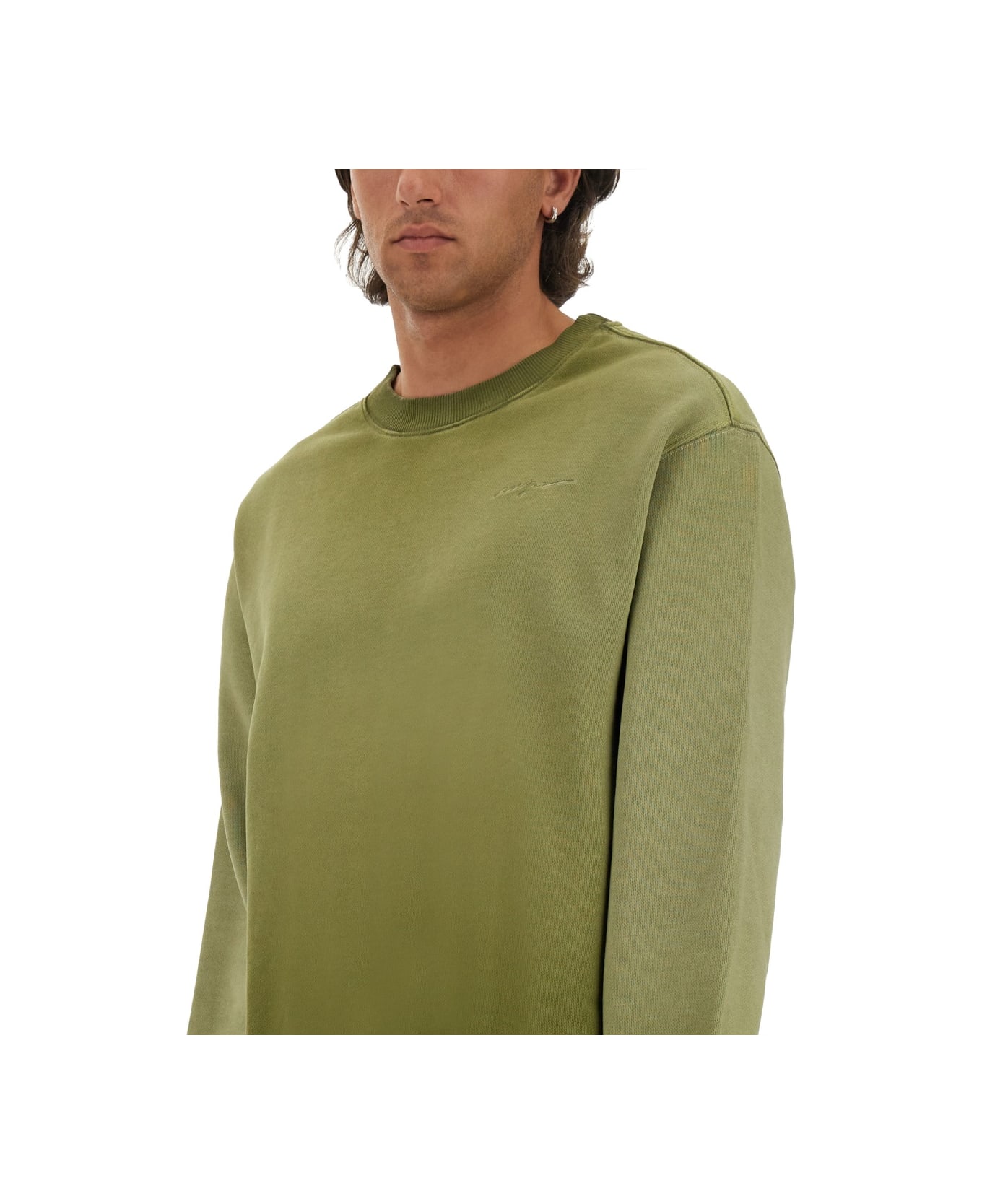 MSGM Washed Out Jersey Sweatshirt - GREEN