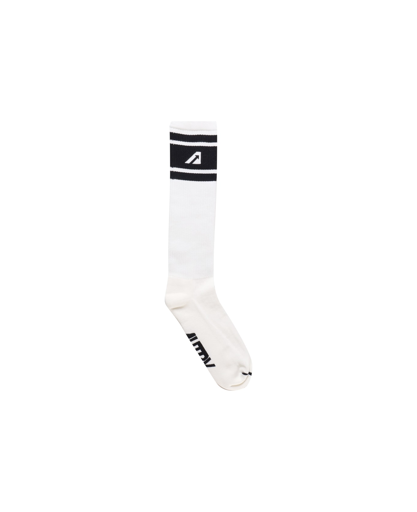 Autry Ribbed Socks With Logo - White, black