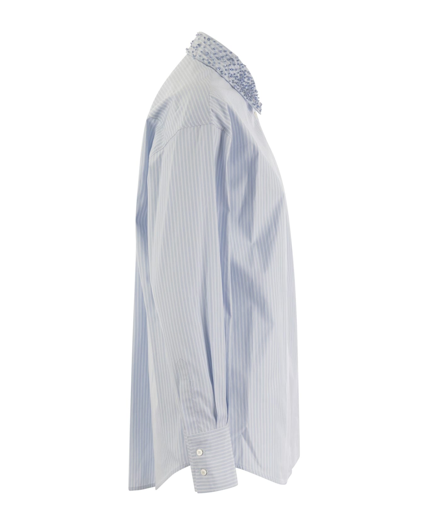 Fabiana Filippi Long Striped Poplin Shirt - Light Blue シャツ