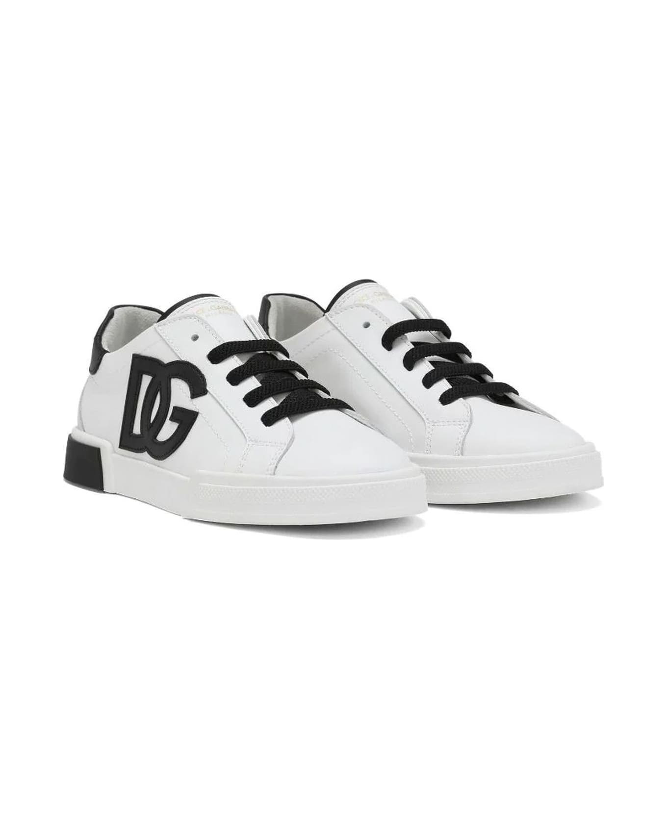Dolce & Gabbana White Calf Leather Sneakers - Bianco Nero
