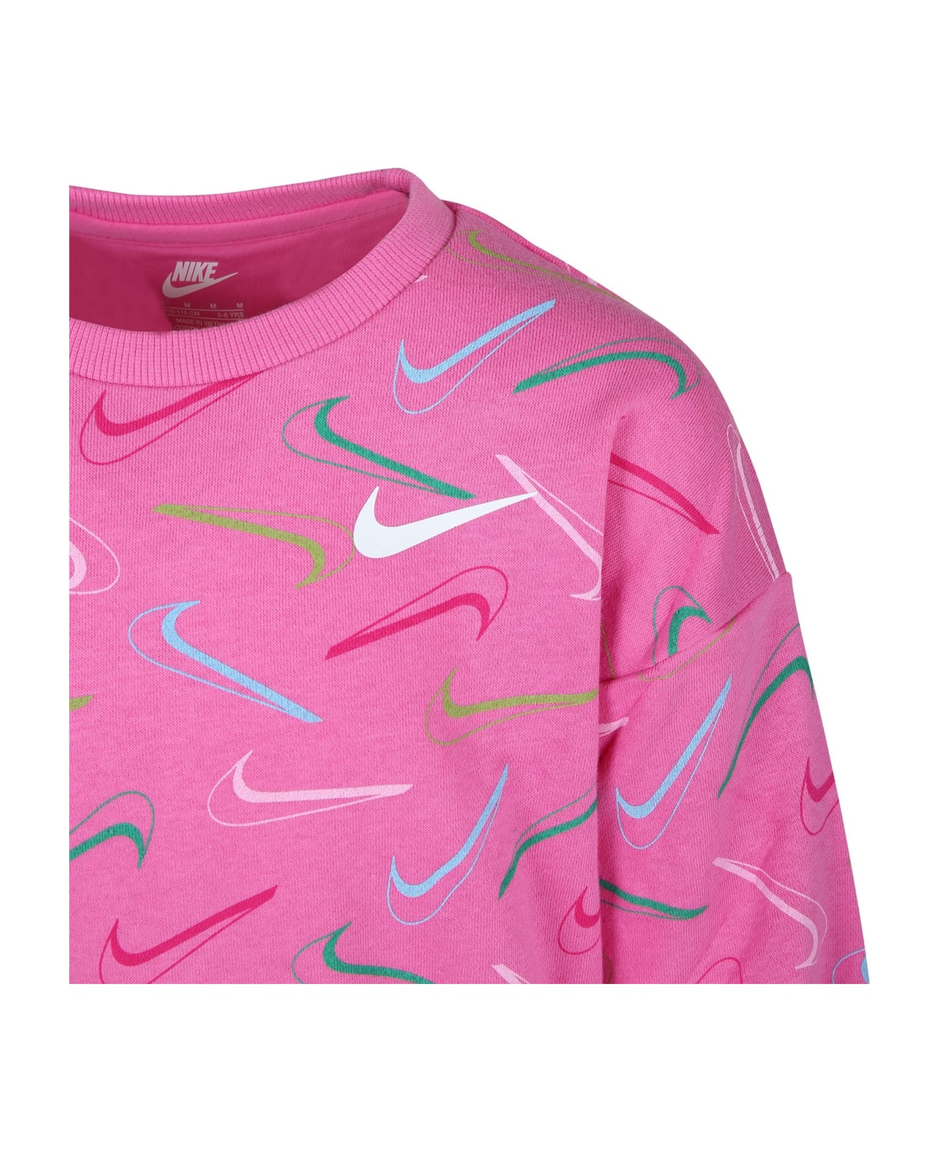 Nike Fuchsia Sweatshirt For Girl With Iconic Swoosh - Fuchsia ニットウェア＆スウェットシャツ