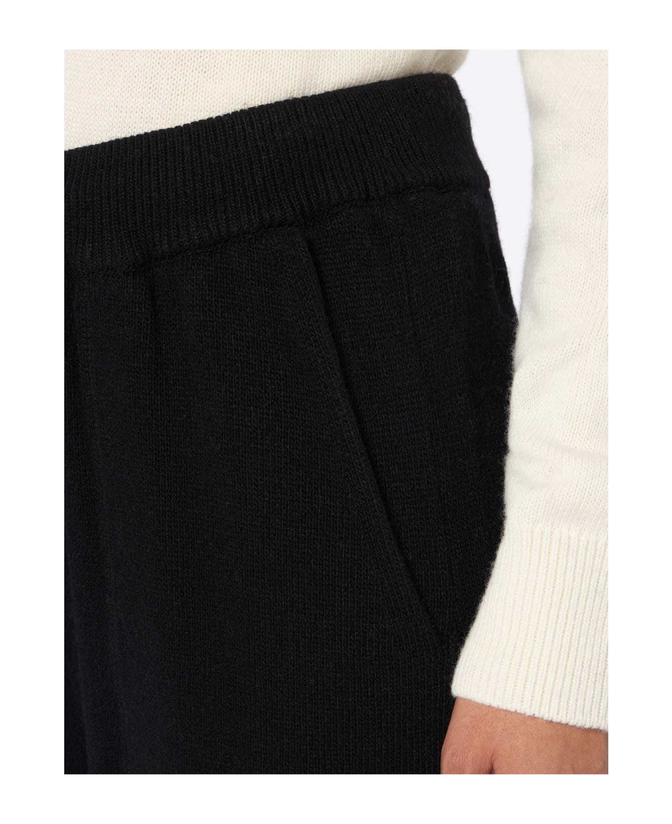 MC2 Saint Barth Woman Knitted Black Jogger Pants - BLACK
