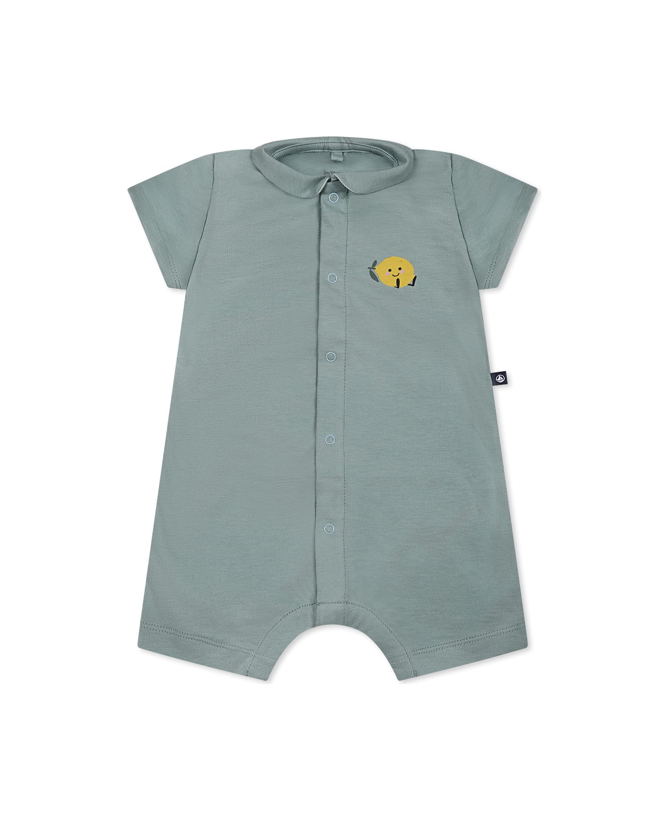 Petit Bateau Green Romper For Baby Boy With Lemon Print - Light Blue