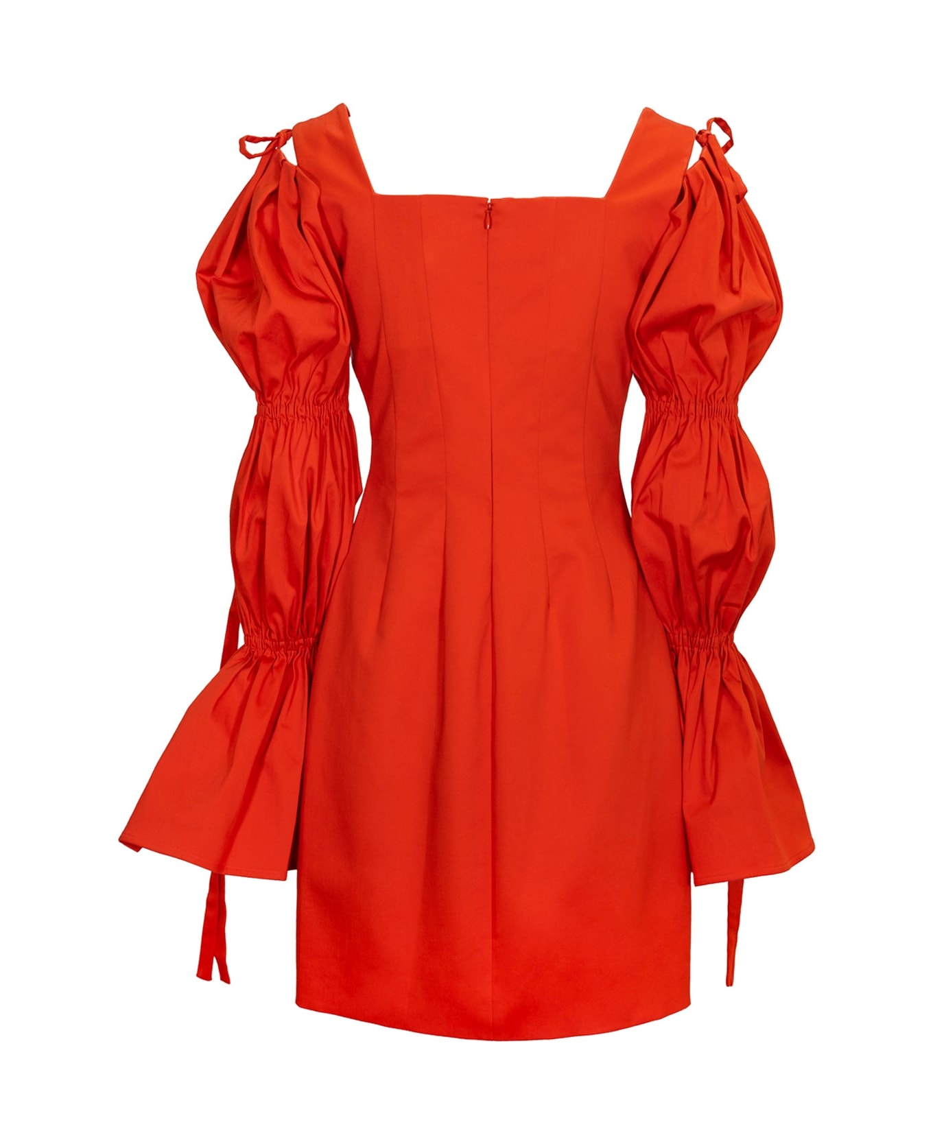 Sara Battaglia Puffy Sleeves Dress - Aperol