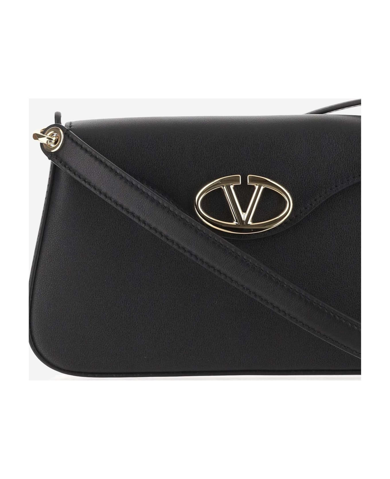 Valentino Garavani Vlogo Calfskin Shoulder Bag - Black ショルダーバッグ