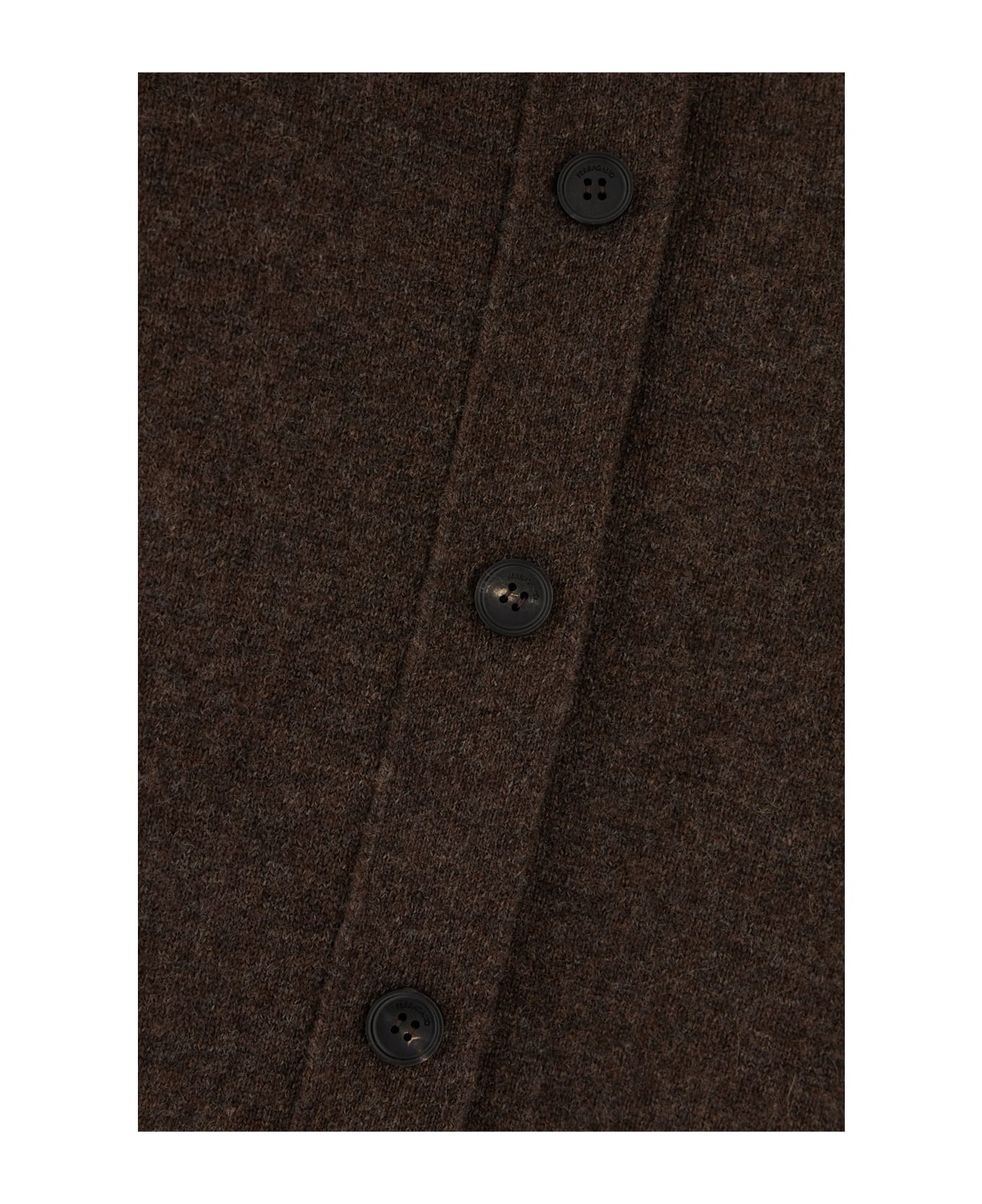 Ferragamo Chocolate Stretch Wool Blend Cardigan - BROWN
