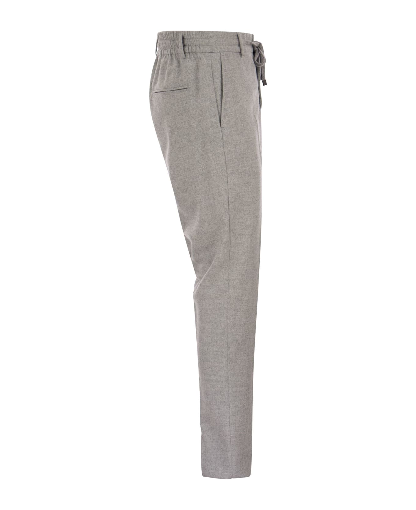 Peserico Wool And Viscose Trousers With Drawstring - Light Grey