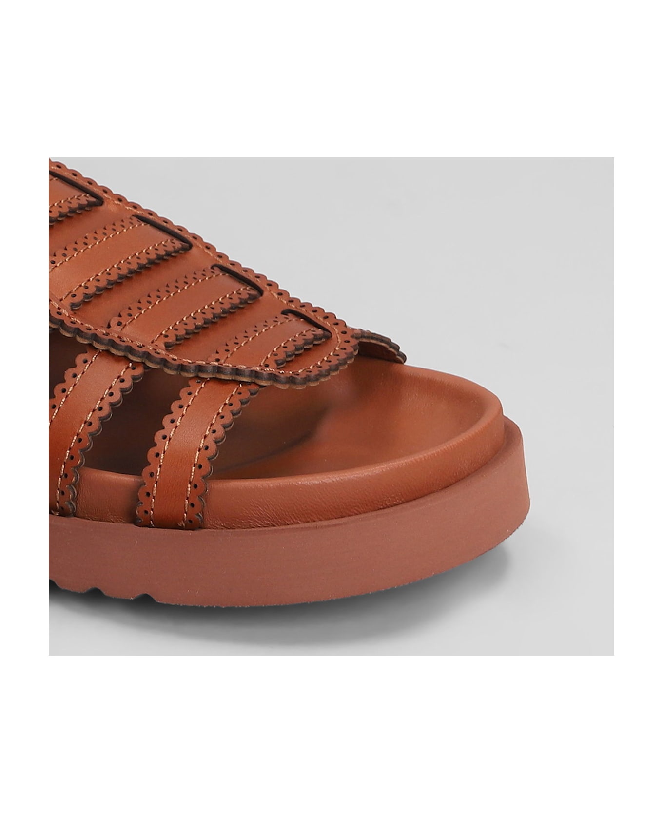 Zimmermann Goldie Gladiator Flats In Brown Leather - brown