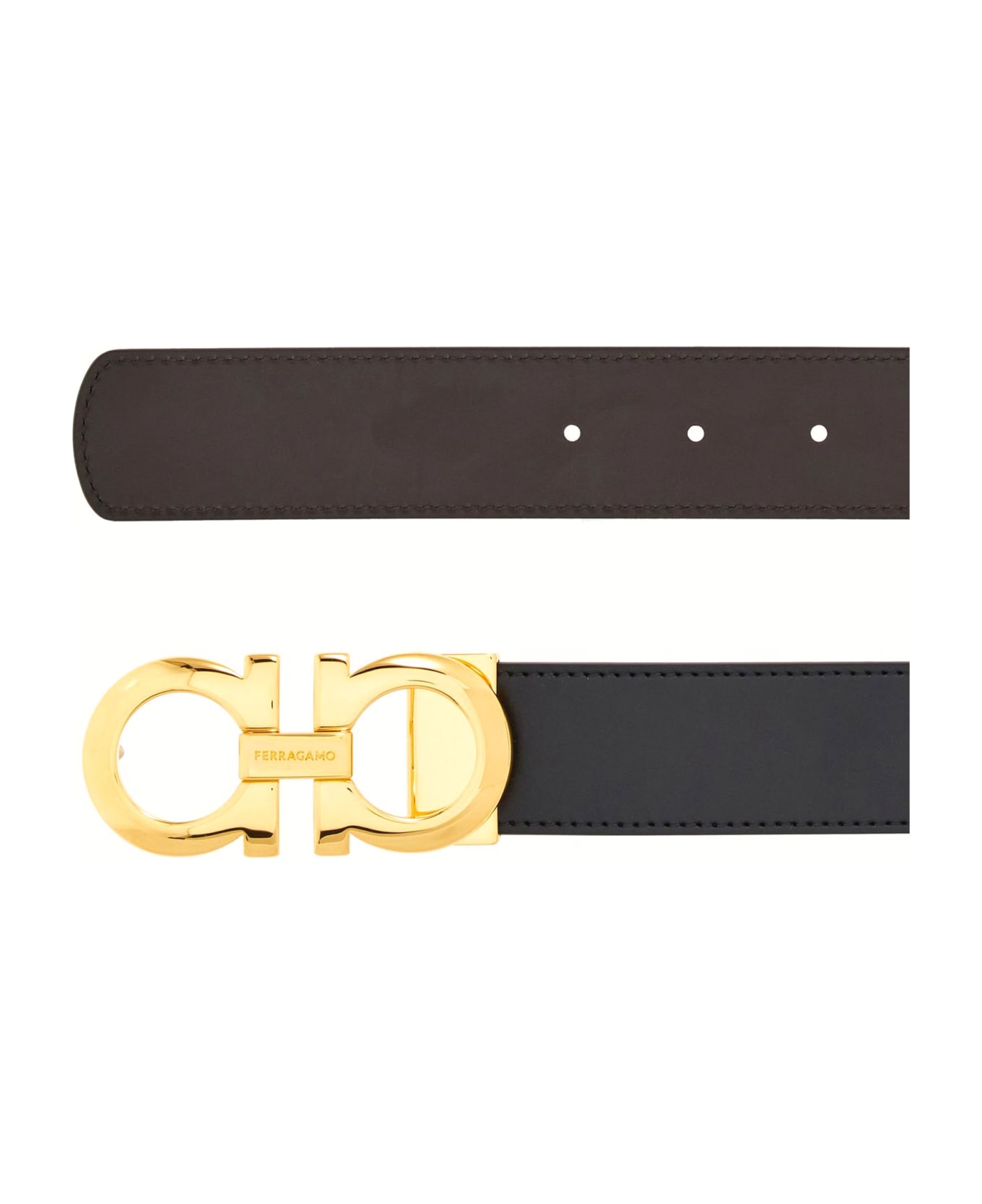 Ferragamo Reversible And Adjustable Gancini Belt - Black