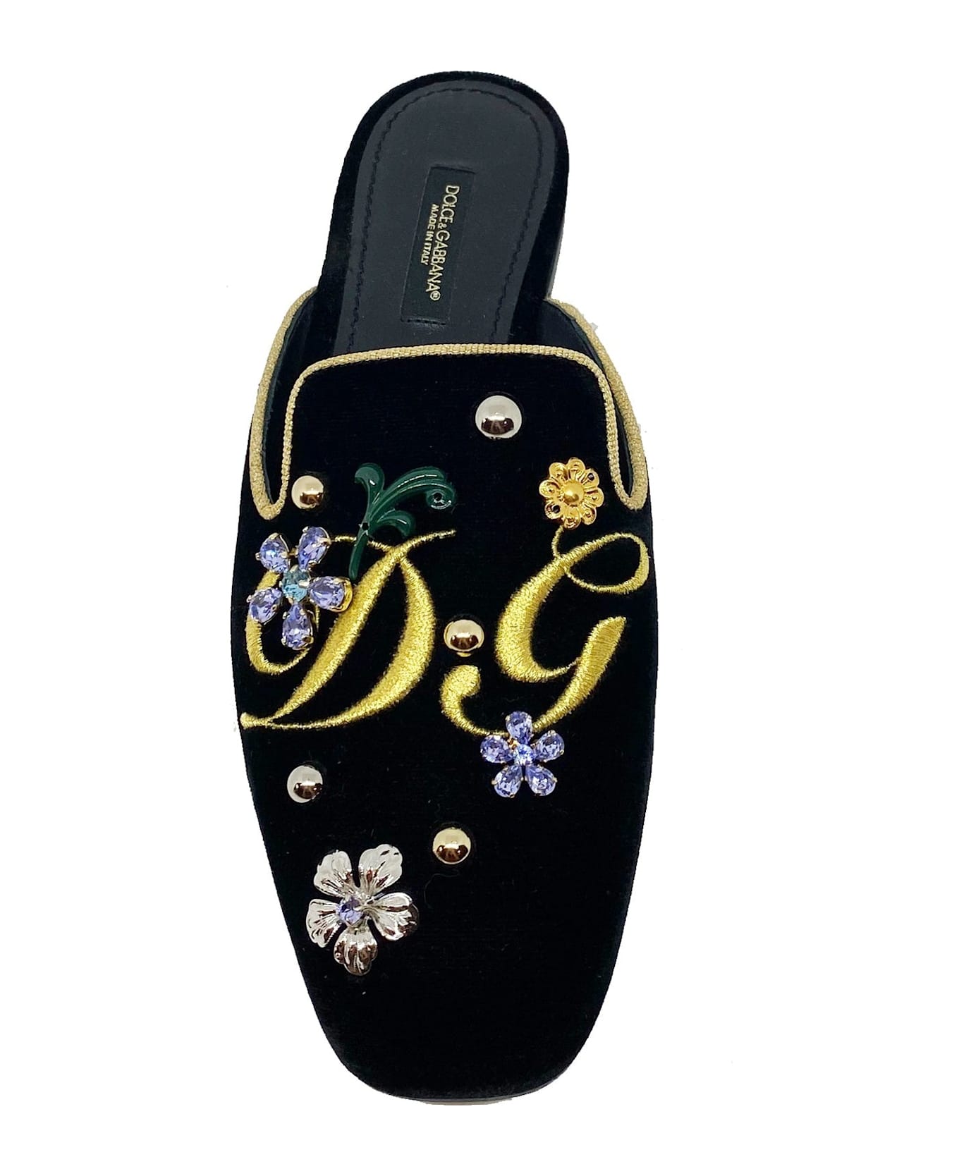Dolce & Gabbana Velvet Mules - Black