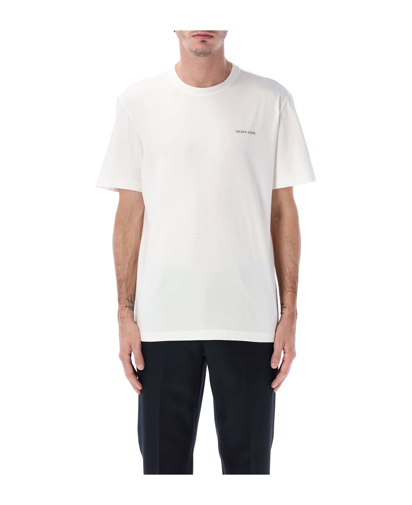 Golden Goose Vintage White Cotton Logo T-shirt - WHITE