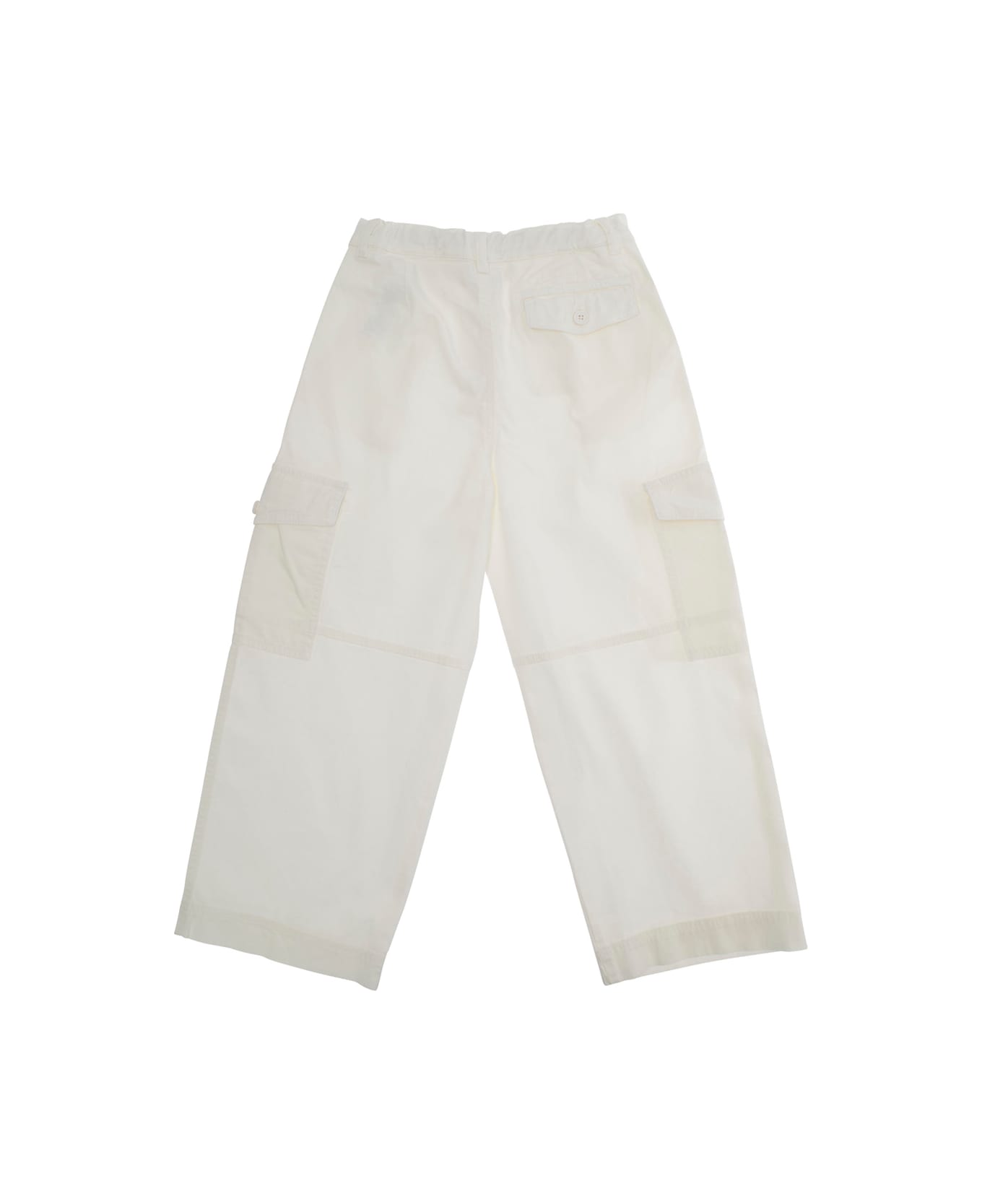 Il Gufo White Pants With Cargo Pockets On The Legs In Cotton Girl - White