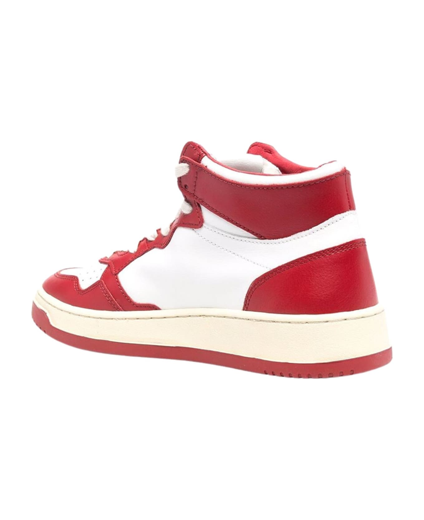 Autry 01 Mid Leat Leat - White Red