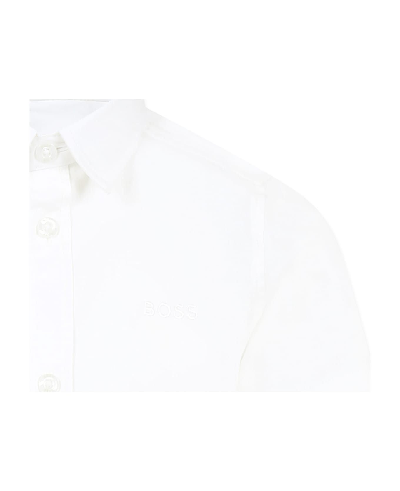 Hugo Boss White Shirt For Boy With Logo - White