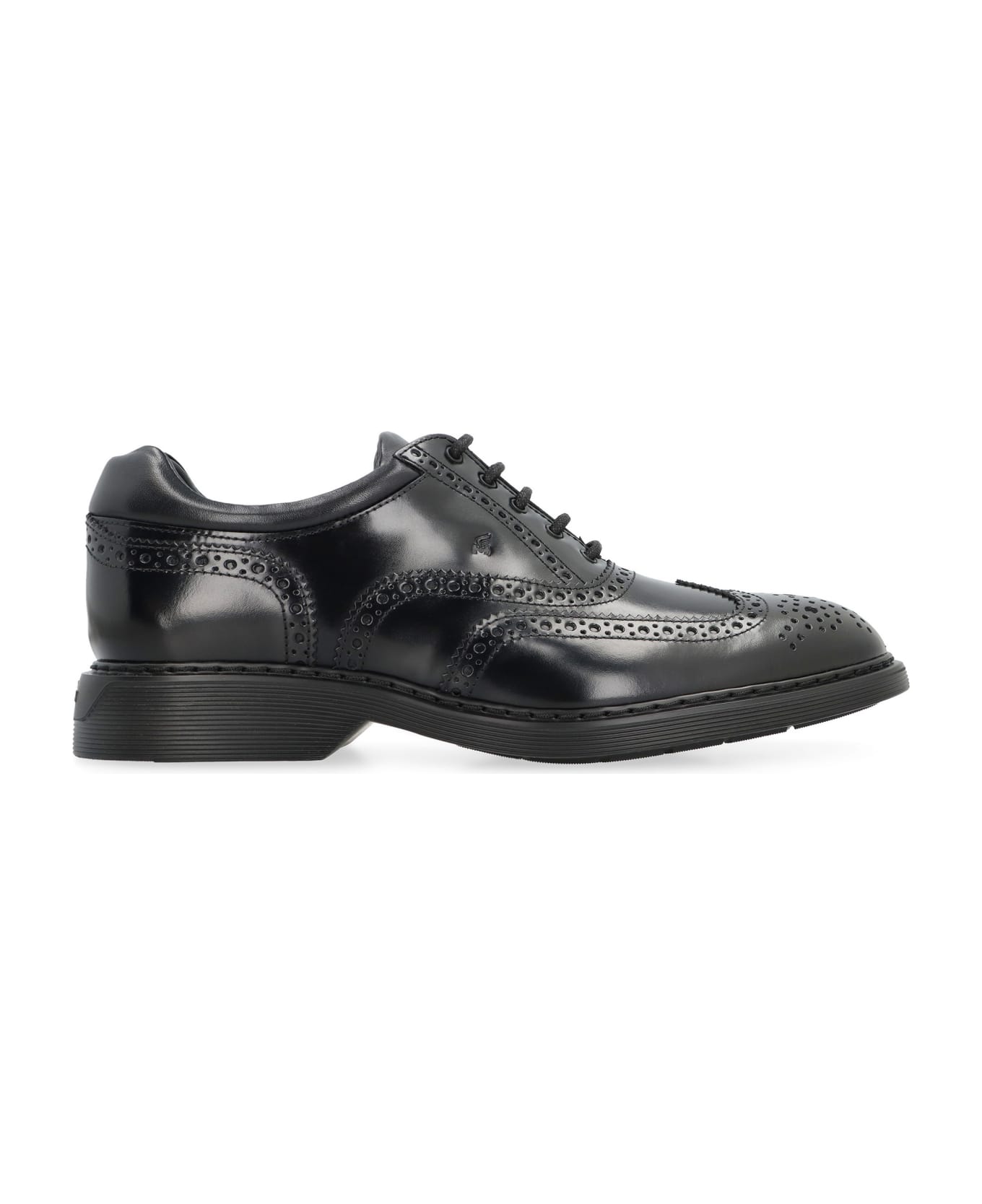 Hogan H576 Leather Lace-up Shoes - BLACK