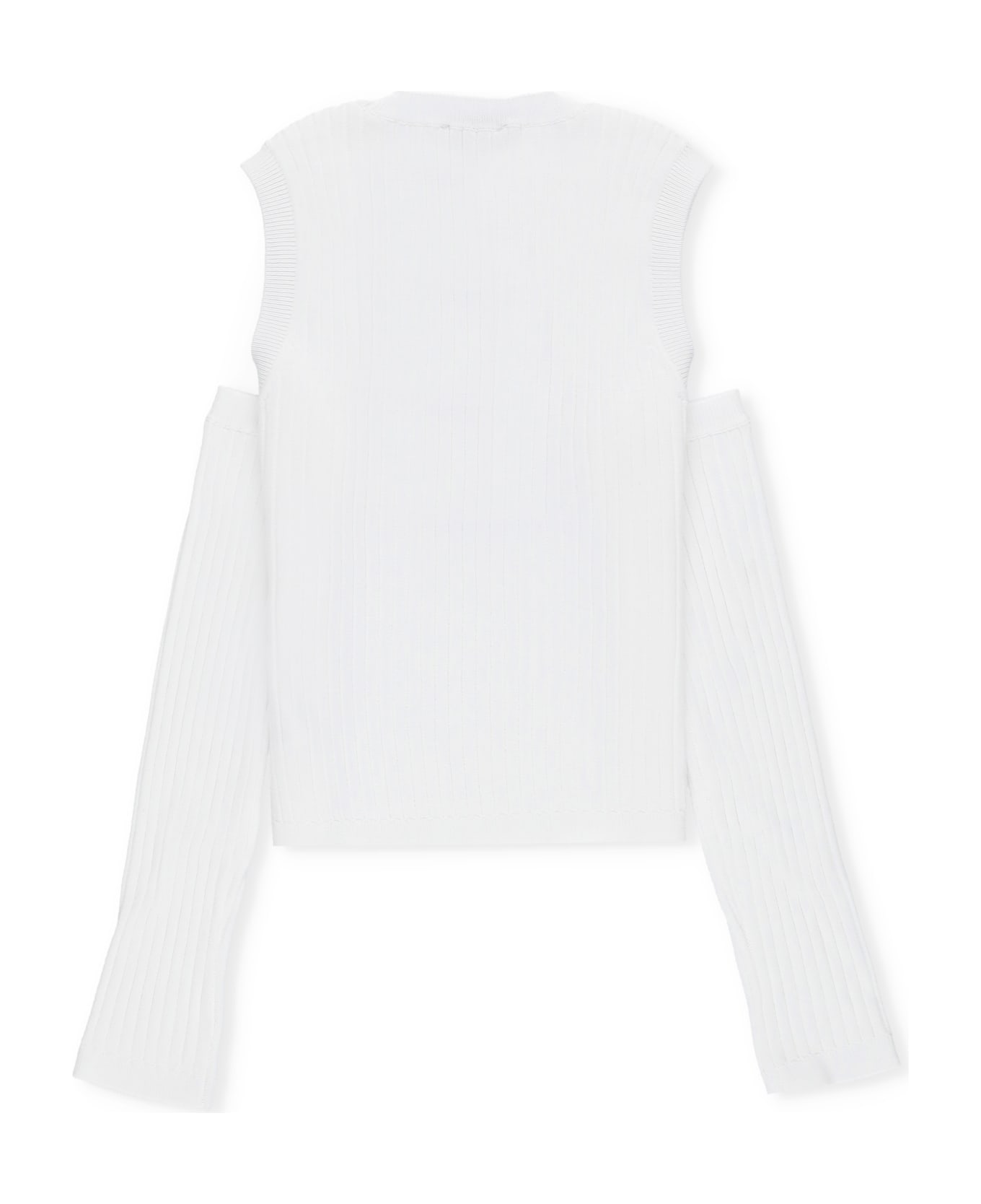 TwinSet Ribbed Top With Logo - White