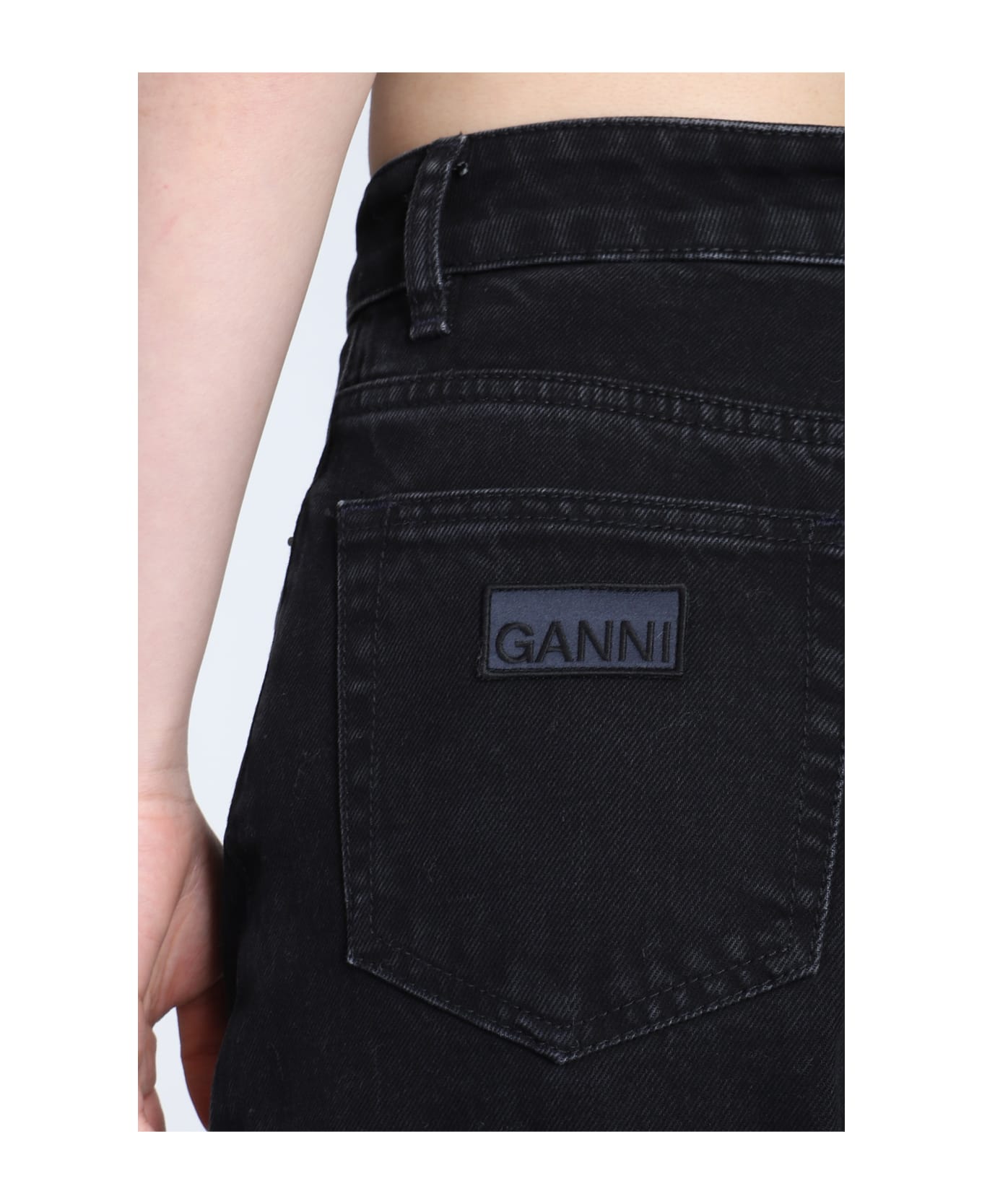 Ganni Stary Jeans In Black Cotton - Washed Black デニム
