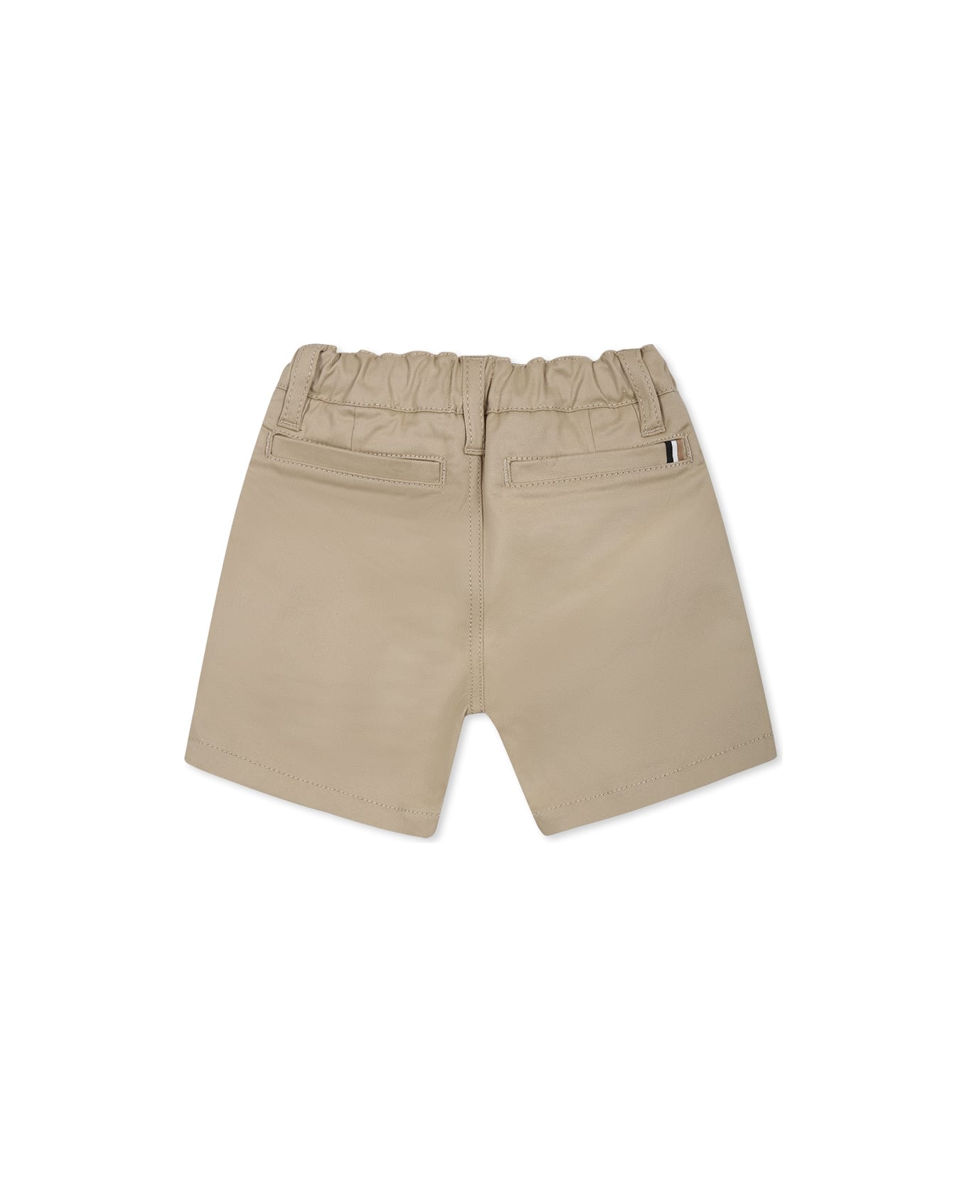 Hugo Boss Beige Shorts For Baby Boy With Logo - Beige