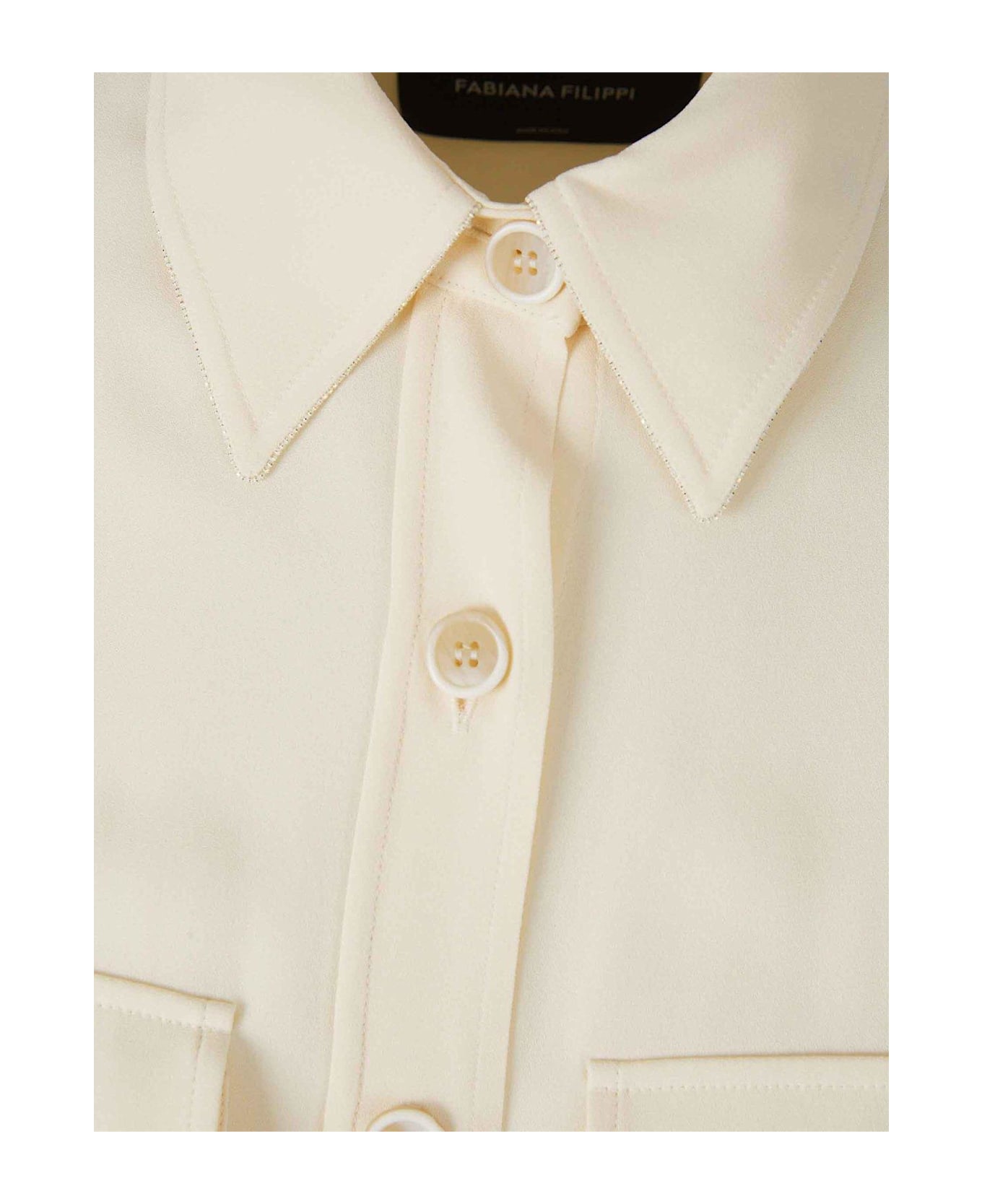 Fabiana Filippi Bead-detailed Elasticated Hem Jacket - Cream