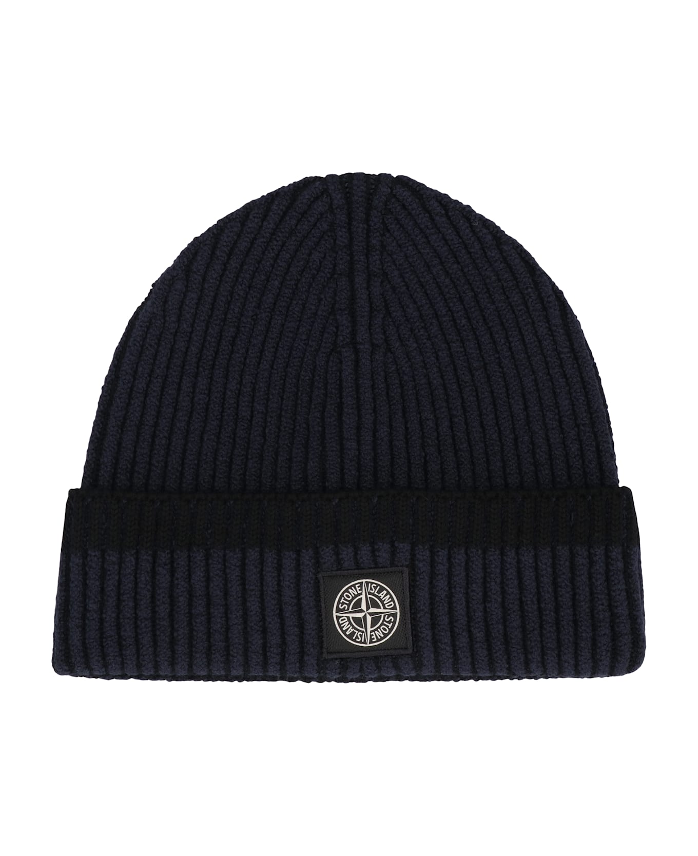 Stone Island Ribbed Knit Hat - blue