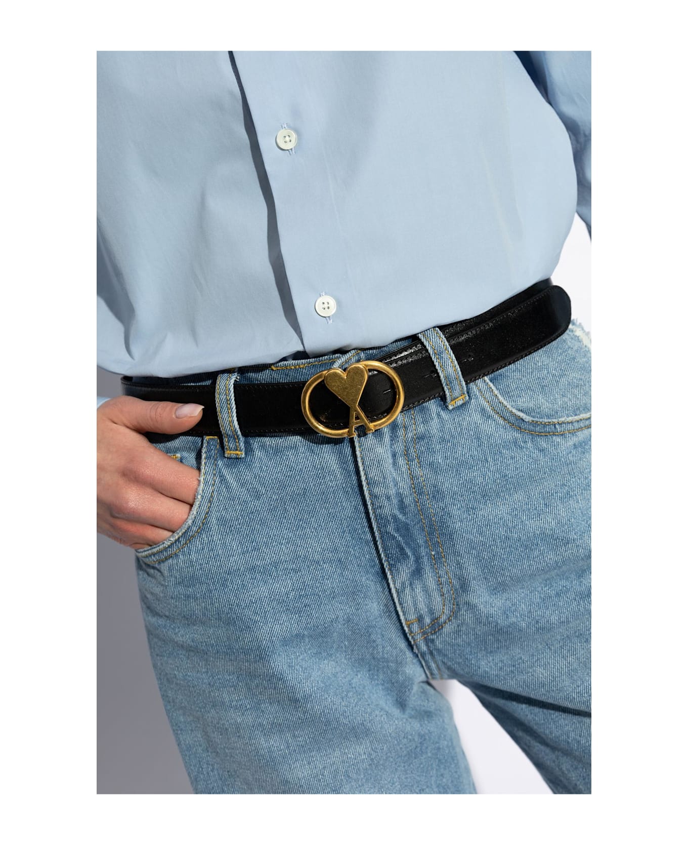 Ami Alexandre Mattiussi Leather Belt - BLACK