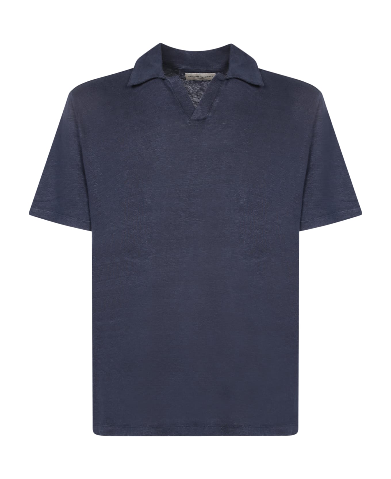 Officine Générale Short Sleeves Blue Polo Shirt - Blue ポロシャツ
