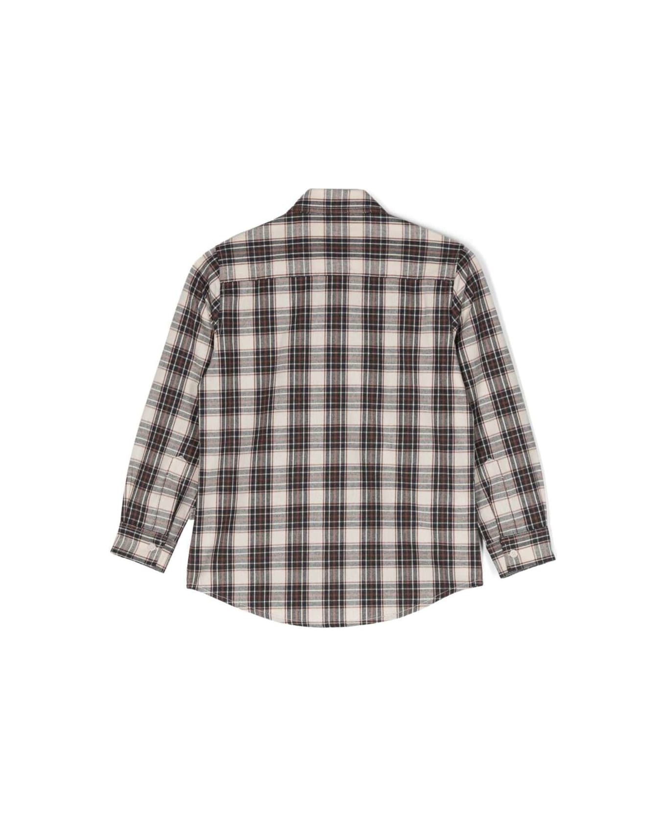 Il Gufo Multiucolour Shirt With Checkered Motif And Buttoned Fastening In Cotton Boy - Blu