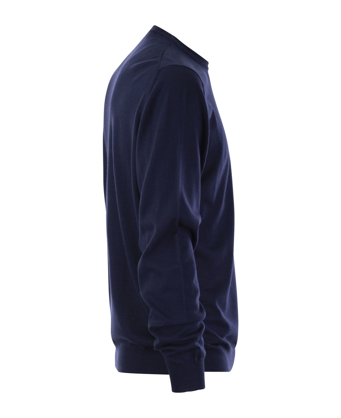 Fedeli Crew-neck Sweater In Superfine Virgin Wool - Blue