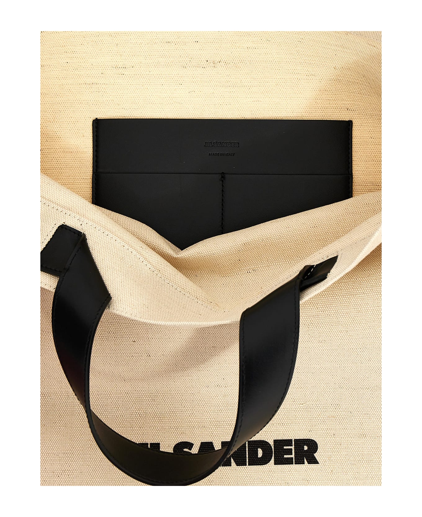 Jil Sander 'border Book Tote Square' Shopping Bag - White/Black