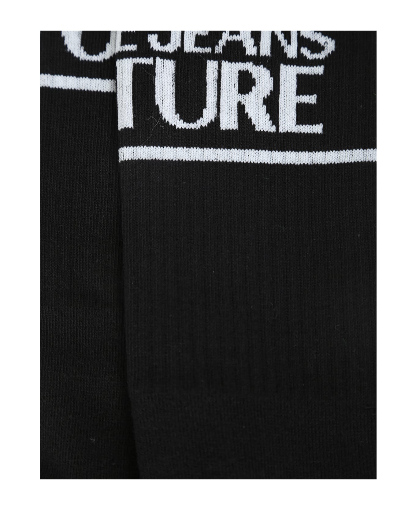 Versace Jeans Couture Intarsia-knit Logo Ankle Socks - Black 靴下