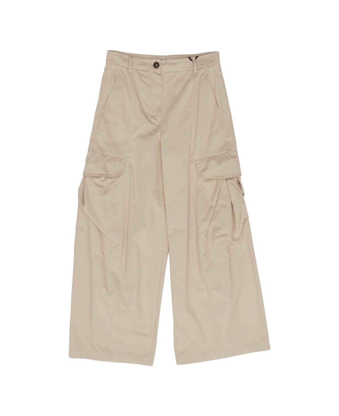 
S Max Mara Button Detailed Wide Leg Pants - BEIGE