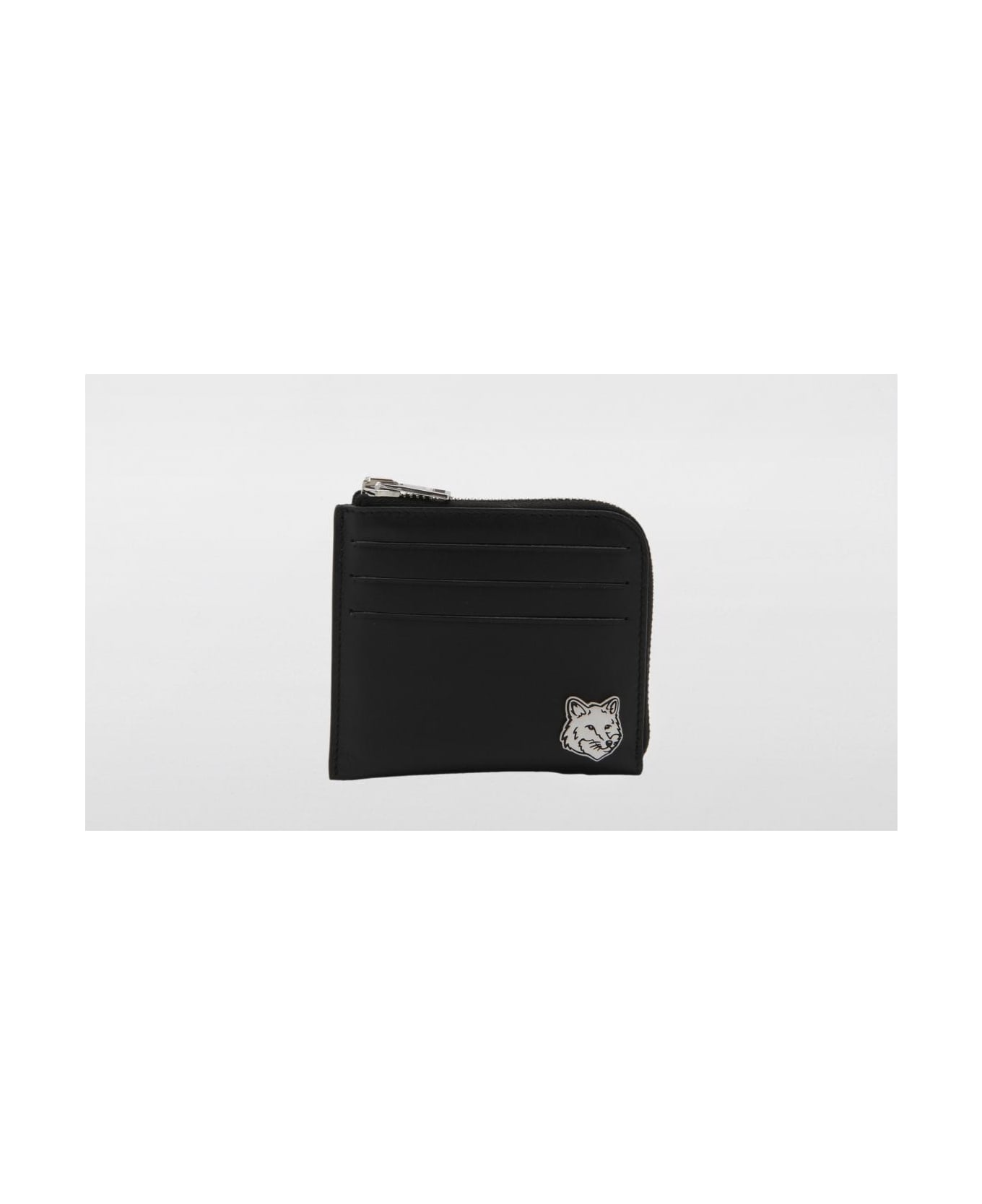 Maison Kitsuné Fox Head Zipped Cardholder - Dark Brown