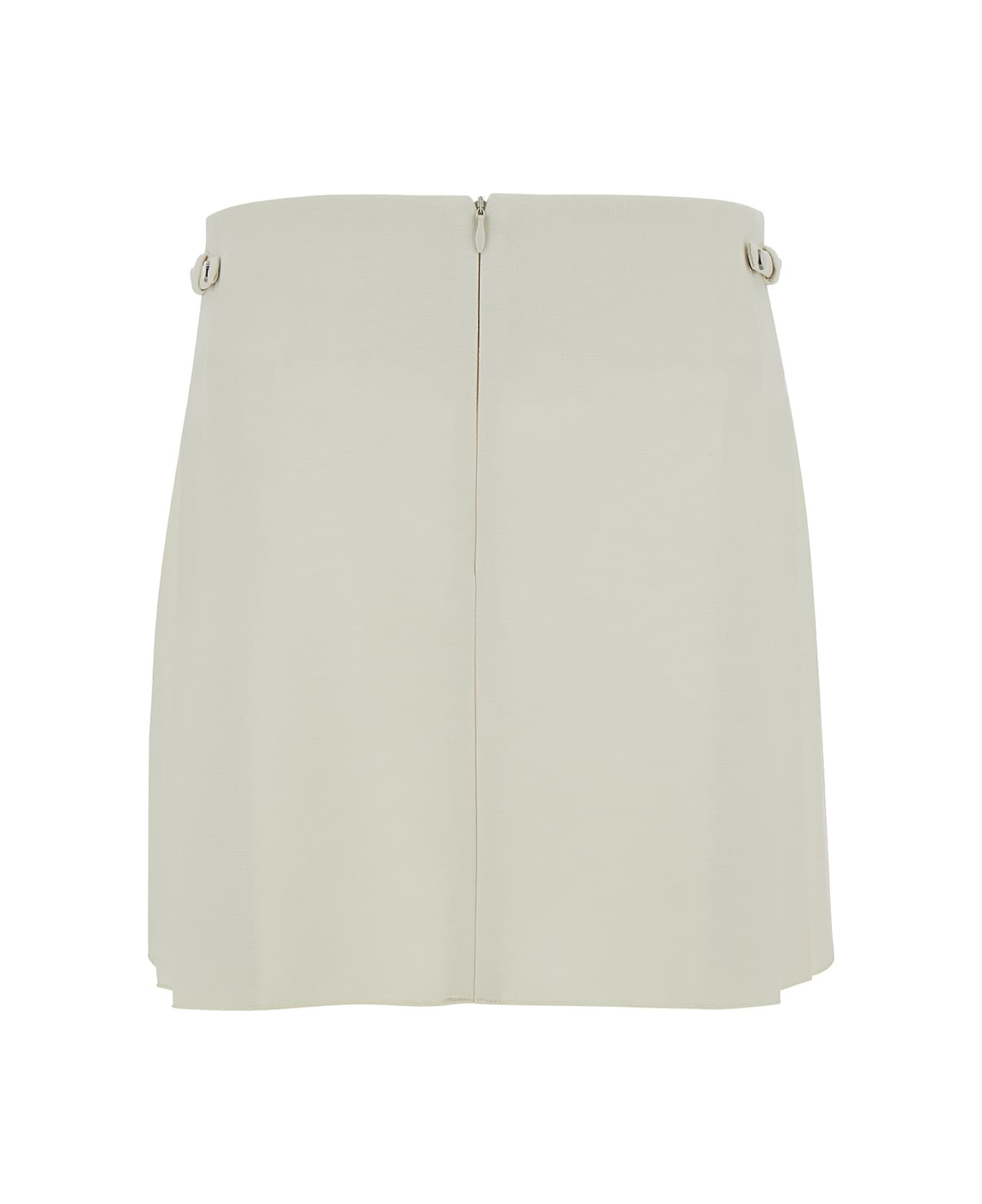 Low Classic White Pleated Mini-skirt In Tech Fabric Woman - White スカート