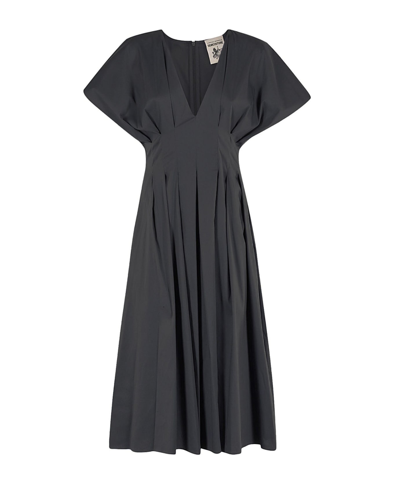 SEMICOUTURE Black Cotton Poplin Dress - Black