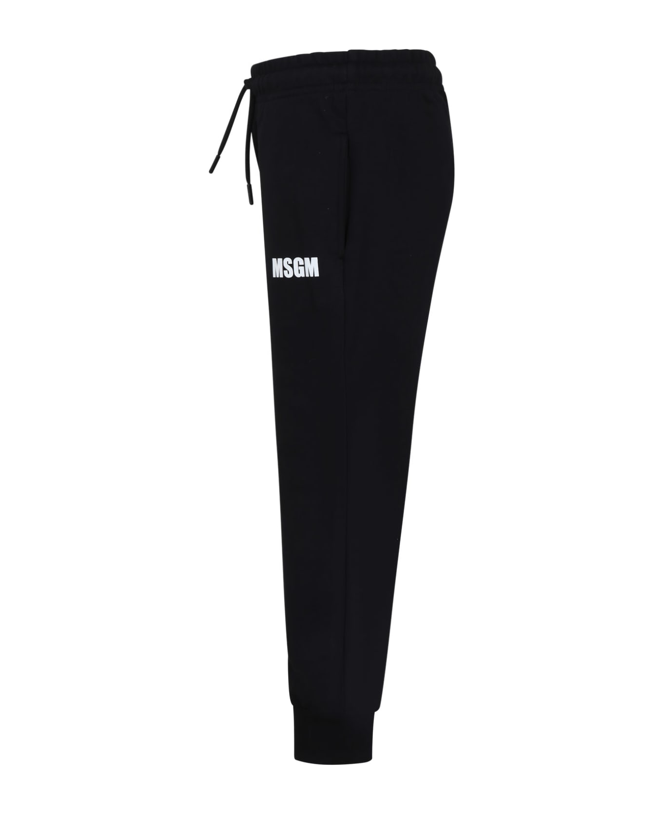 MSGM Black Trousers For Kids With Logo - Nero
