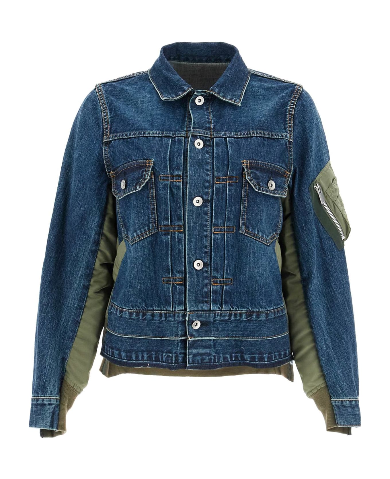 Sacai Denim And Nylon Jacket For Men - BLUE (Blue)