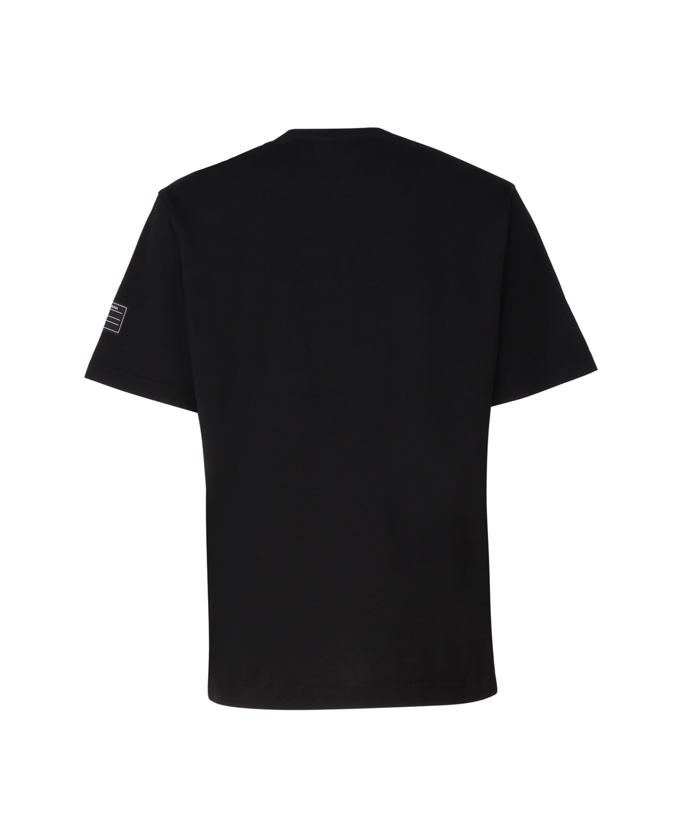 Dolce & Gabbana Short Sleeve Cotton T-shirt With Dolce&amp;gabbana Vertical Logo Print - Black
