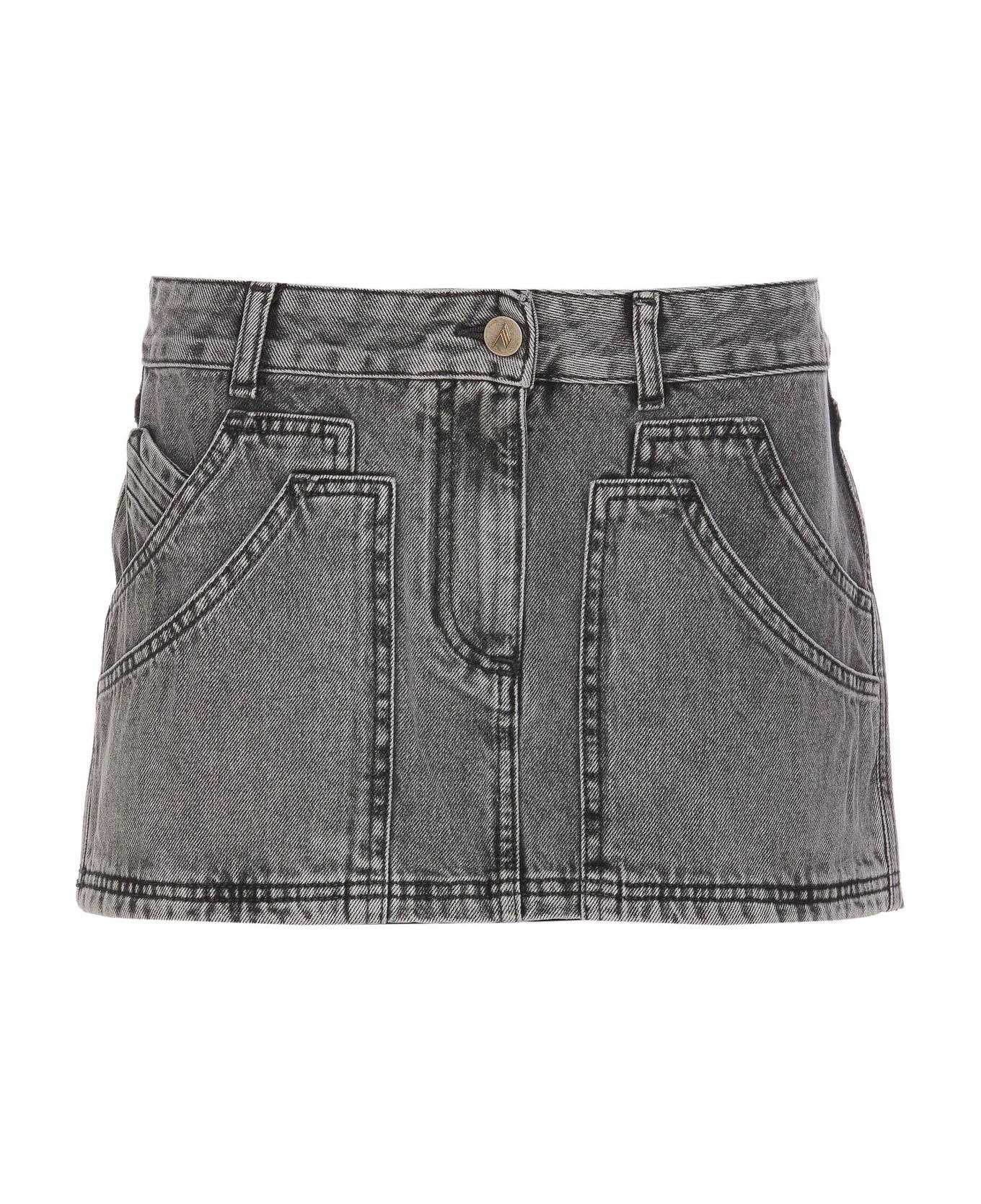 The Attico Denim Mini Skirt - BLACK