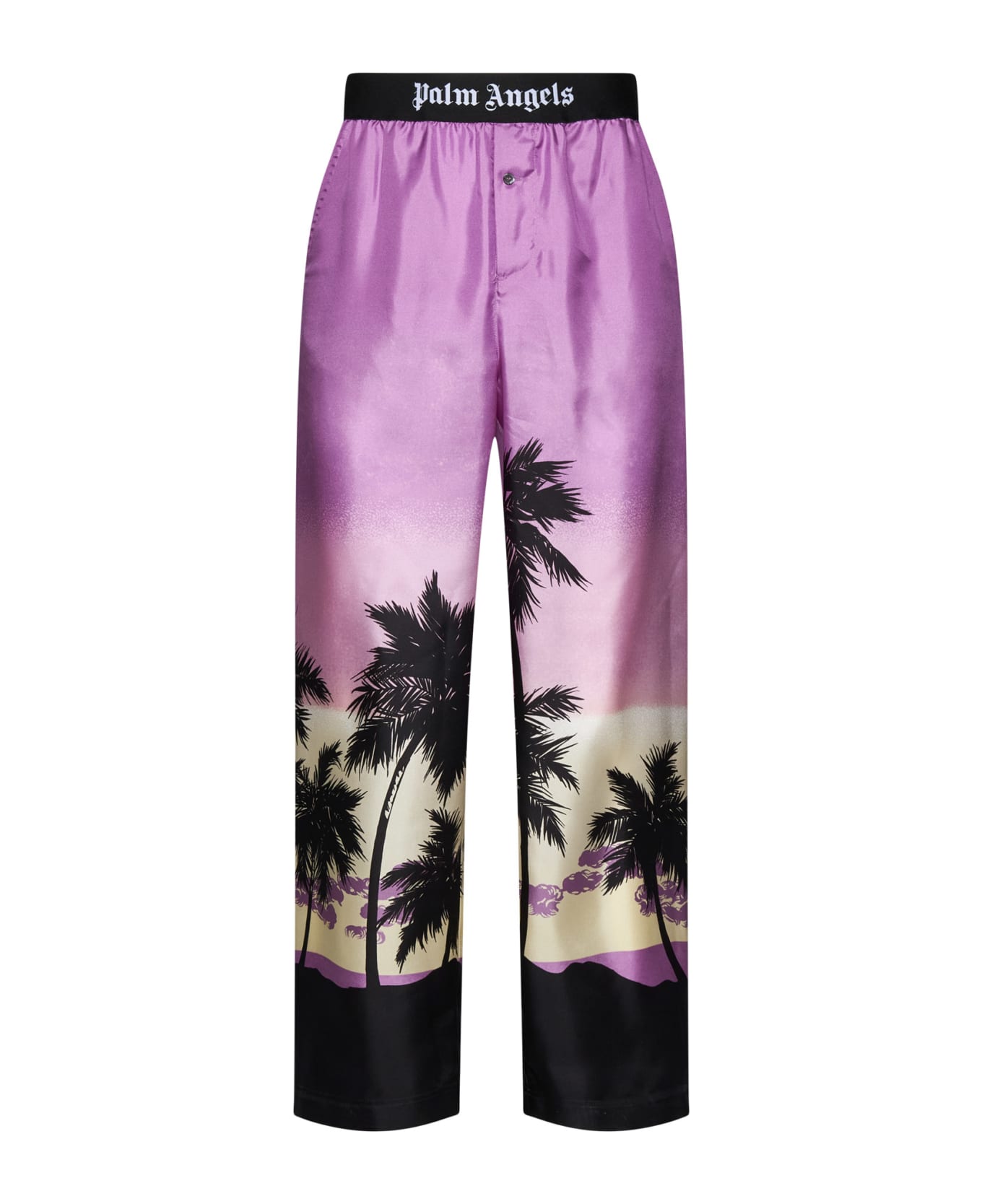 Palm Angels Printed Silk Pants - Purple ボトムス