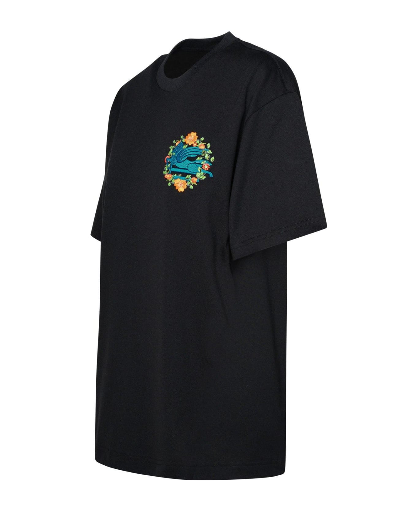 Etro Logo Embroidered Oversized T-shirt - BLACK Tシャツ