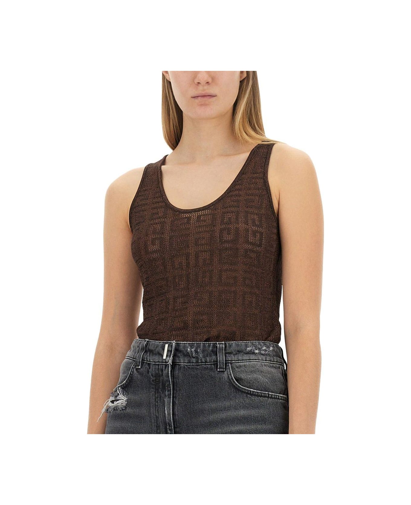 Givenchy 4g Jacquard Knitted Tank Top - BROWN