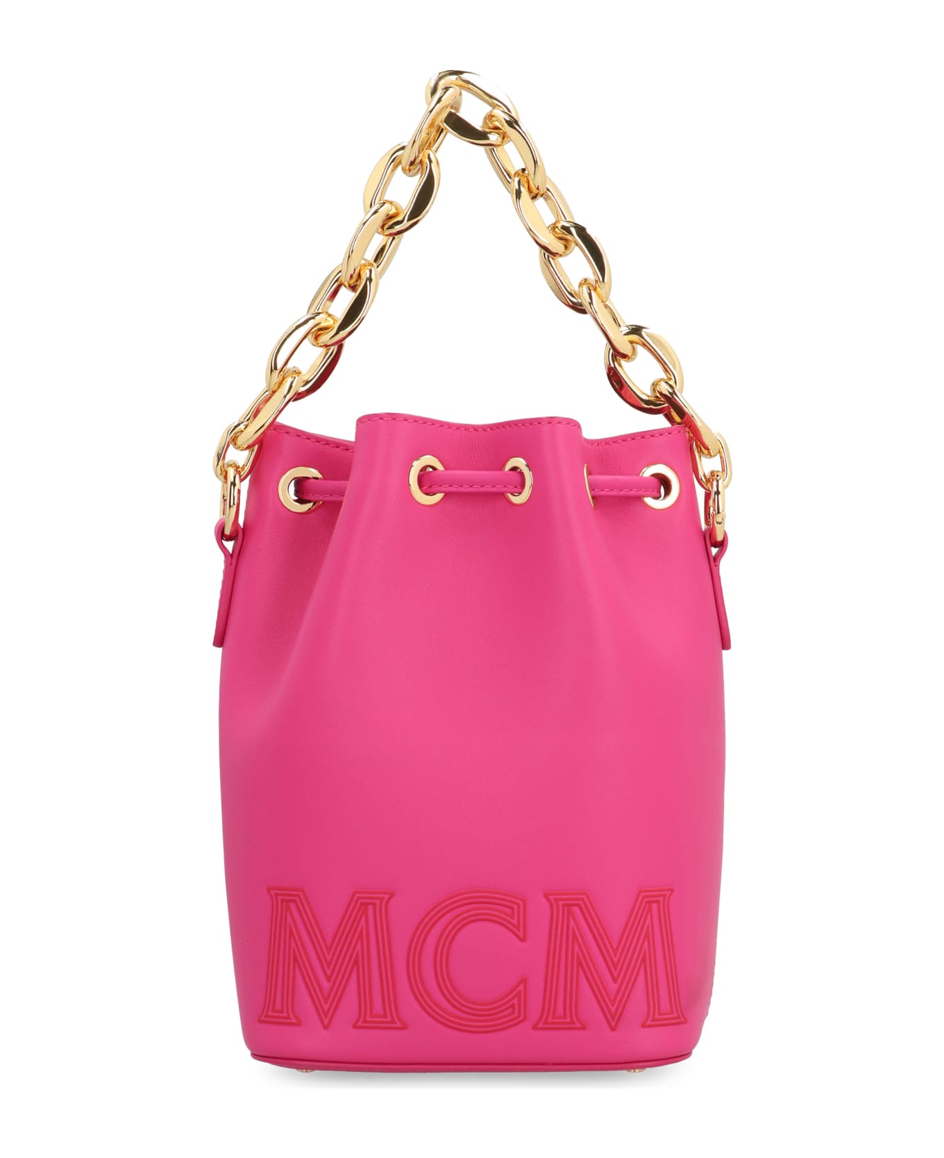 MCM Aren Leather Bucket Bag - Fuchsia トートバッグ
