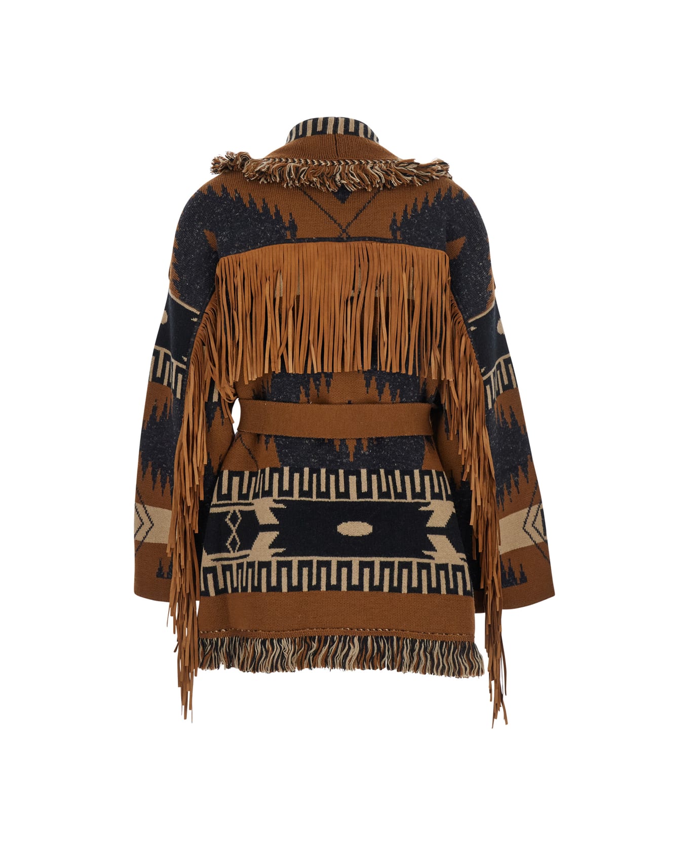 Alanui Multicolor Cardigan With V Neck And Fringed Details In Wool Woman - Multicolor シャツ